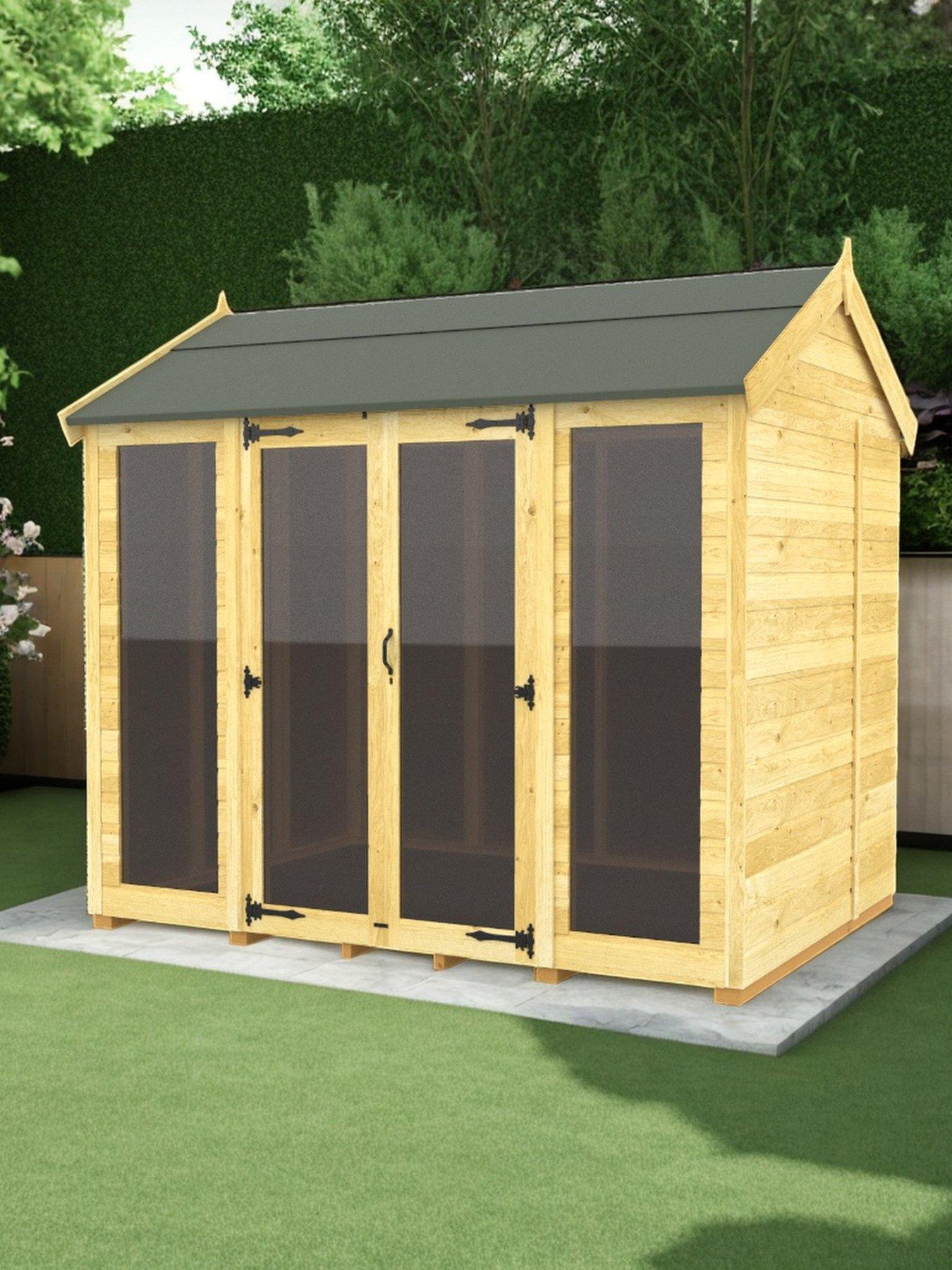 front image of diy-sheds-8-x-6-apex-summer-house-full-height-window