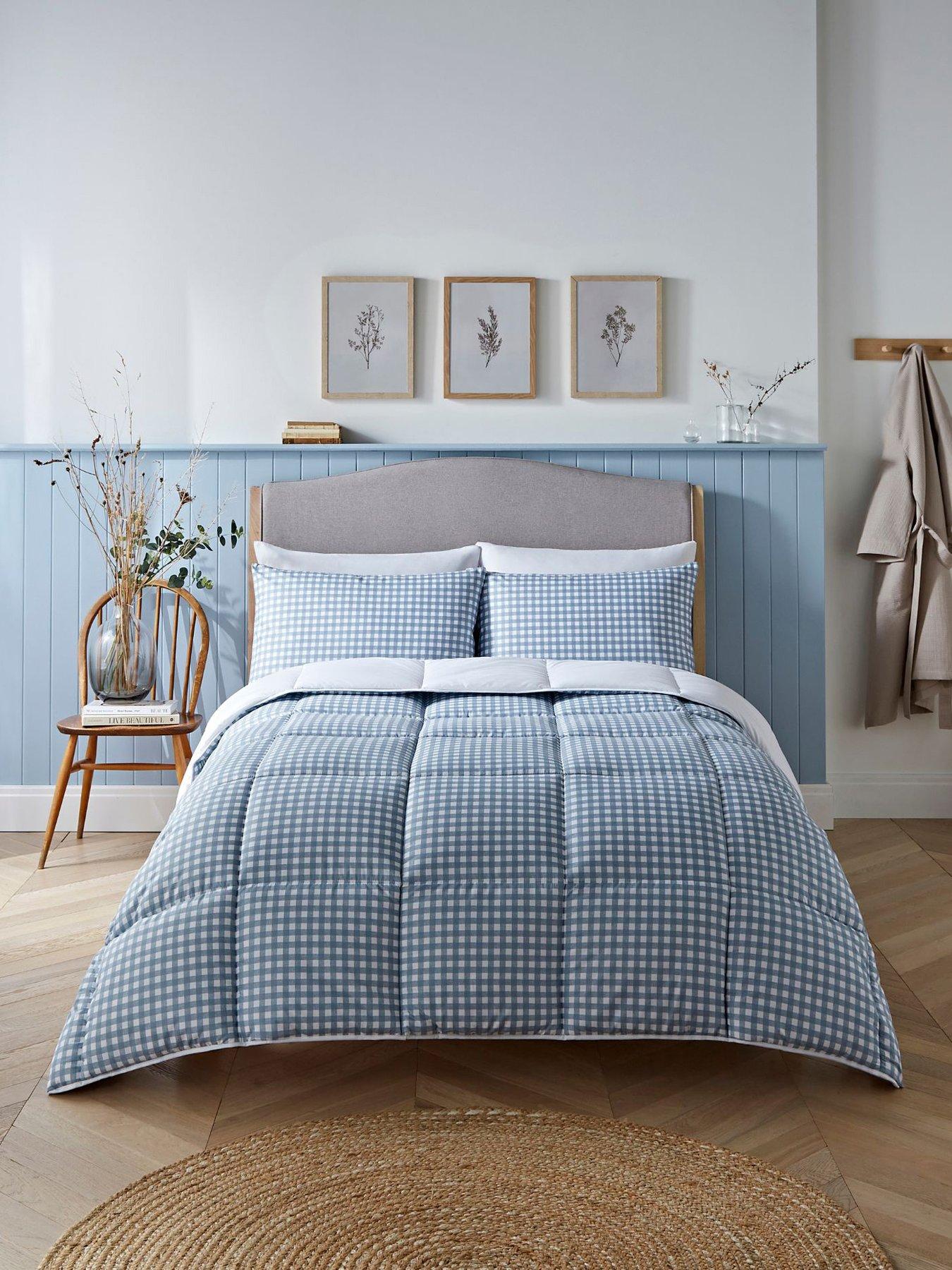 Night Lark Gingham Blue 10.5 Tog Coverless Duvet Set includes Pillowcases