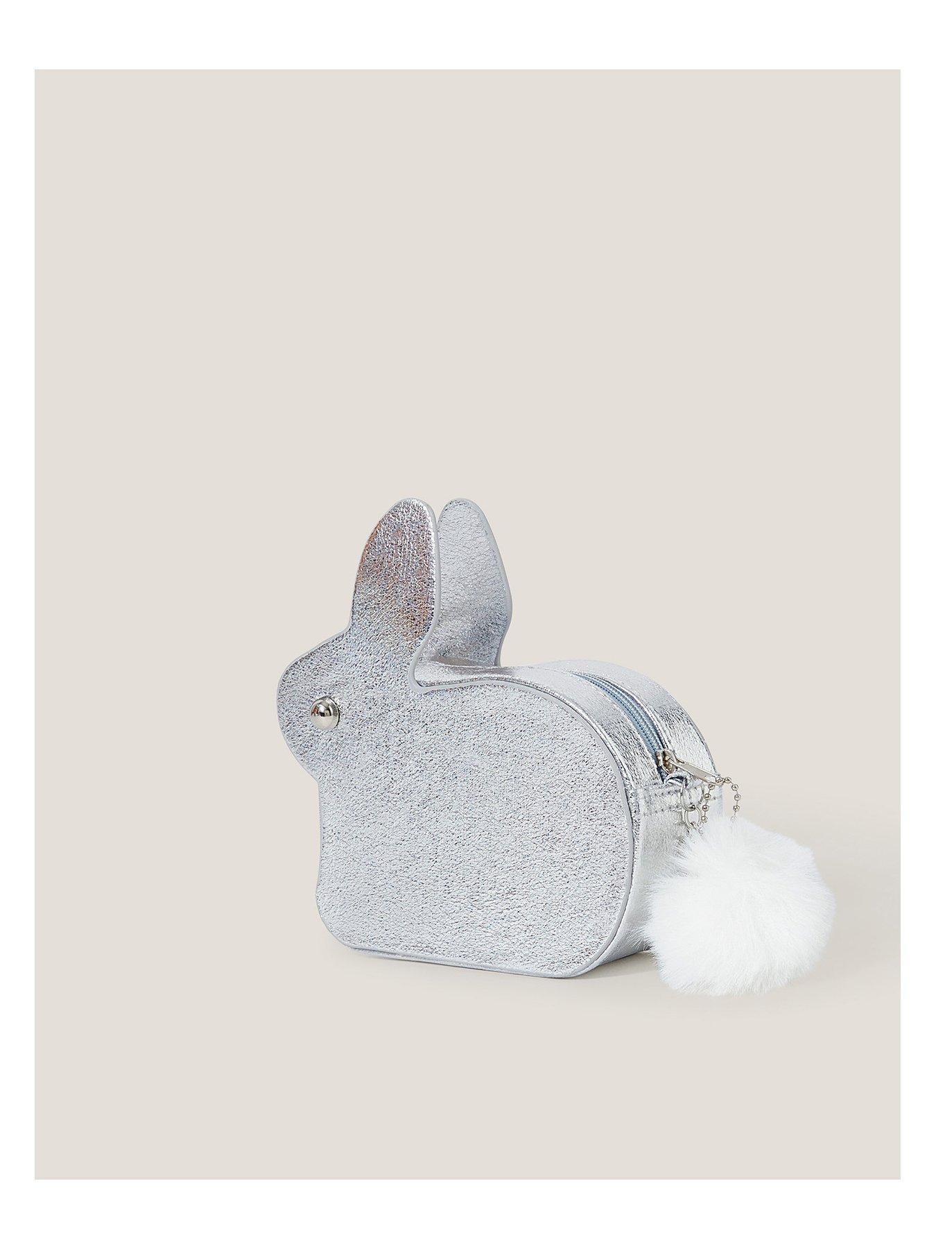 Image 2 of 4 of Monsoon Girls Faux Fur Pom-pom Bunny Bag - Silver