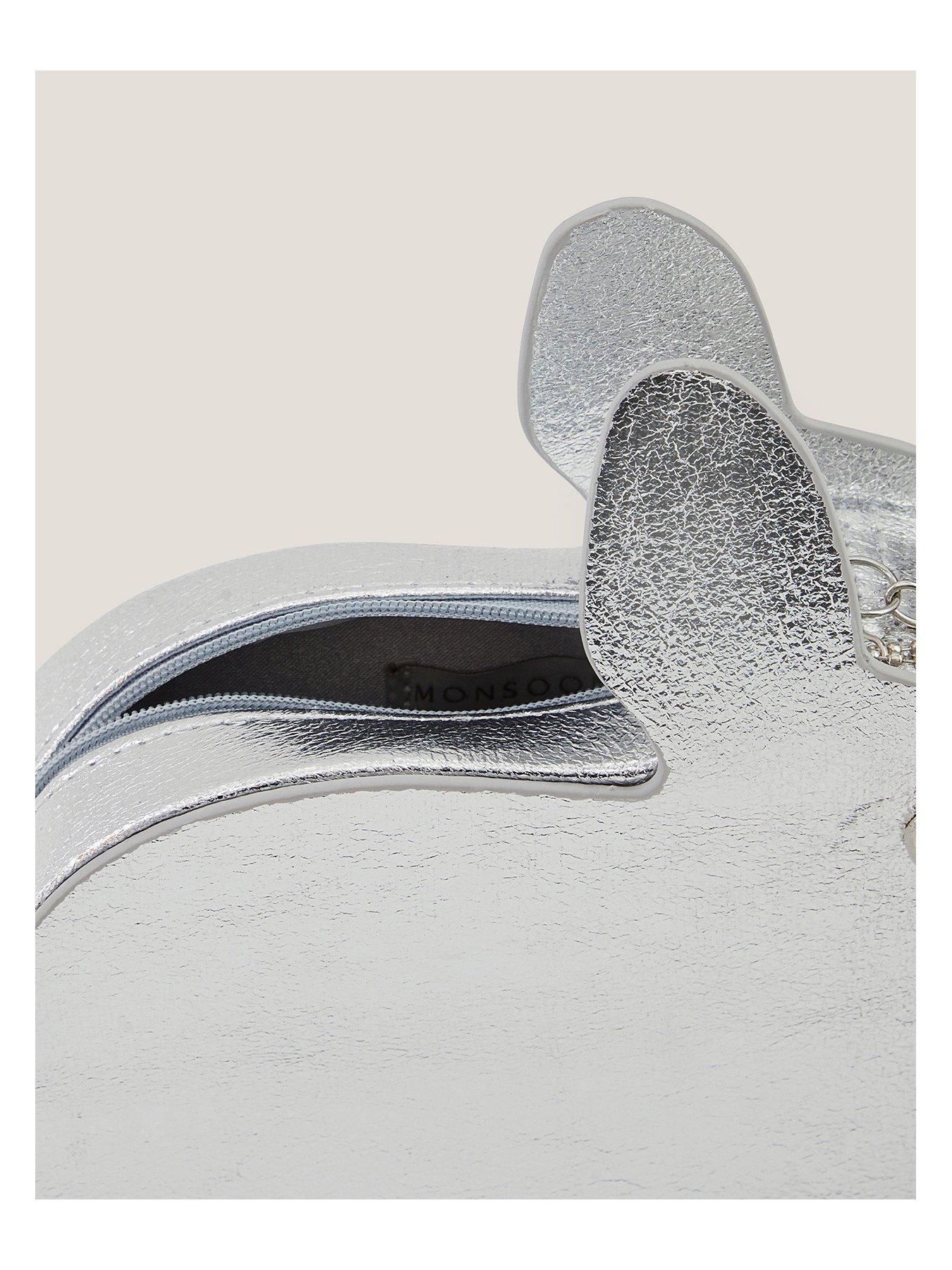 Image 4 of 4 of Monsoon Girls Faux Fur Pom-pom Bunny Bag - Silver