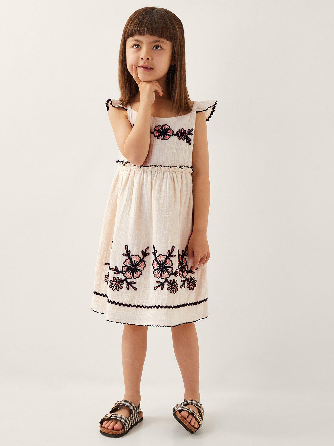  image of monsoon-girls-floral-cornelli-embroidered-dress-light-cream