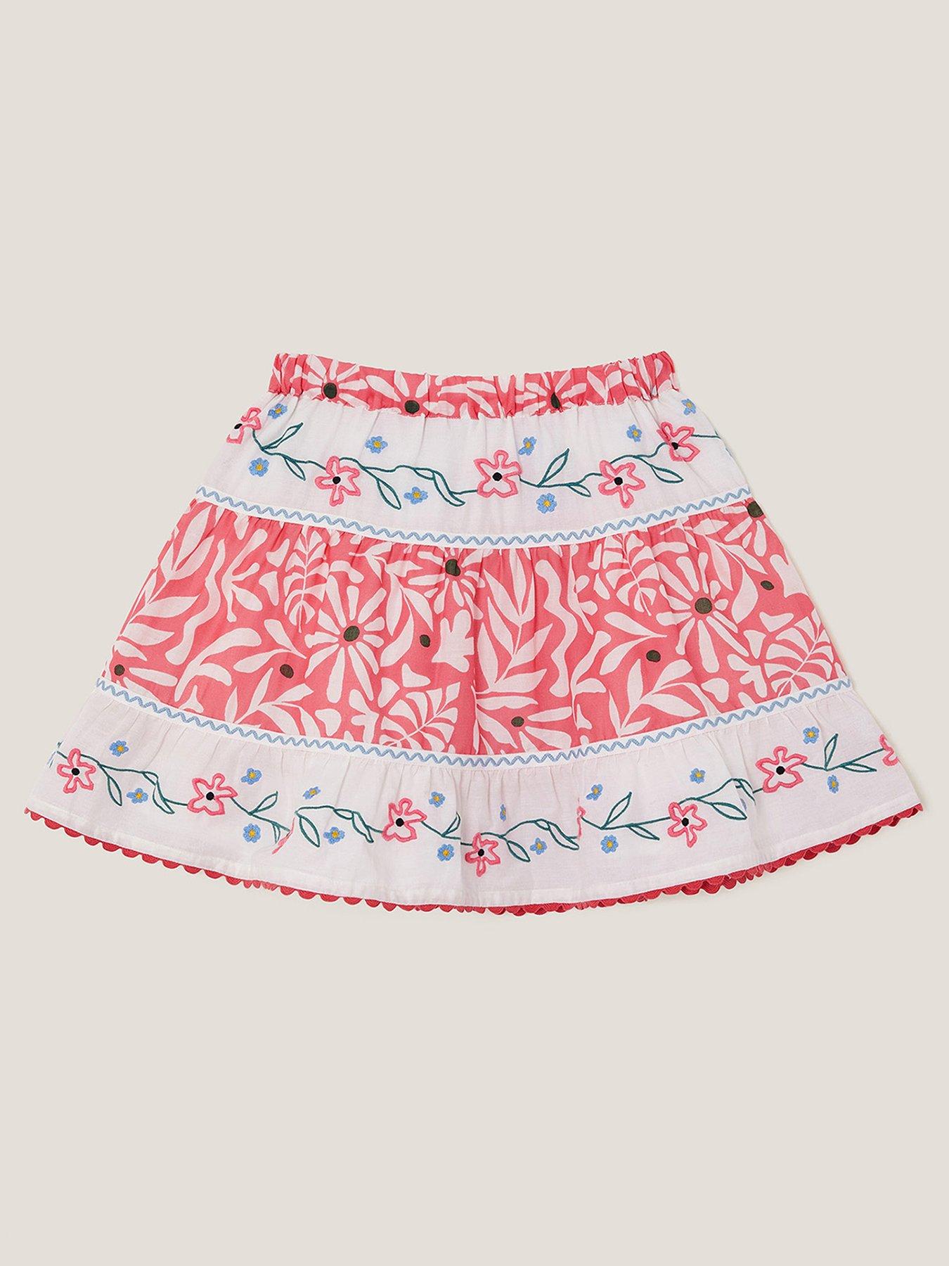 monsoon-girls-floral-print-tiered-skirt-red