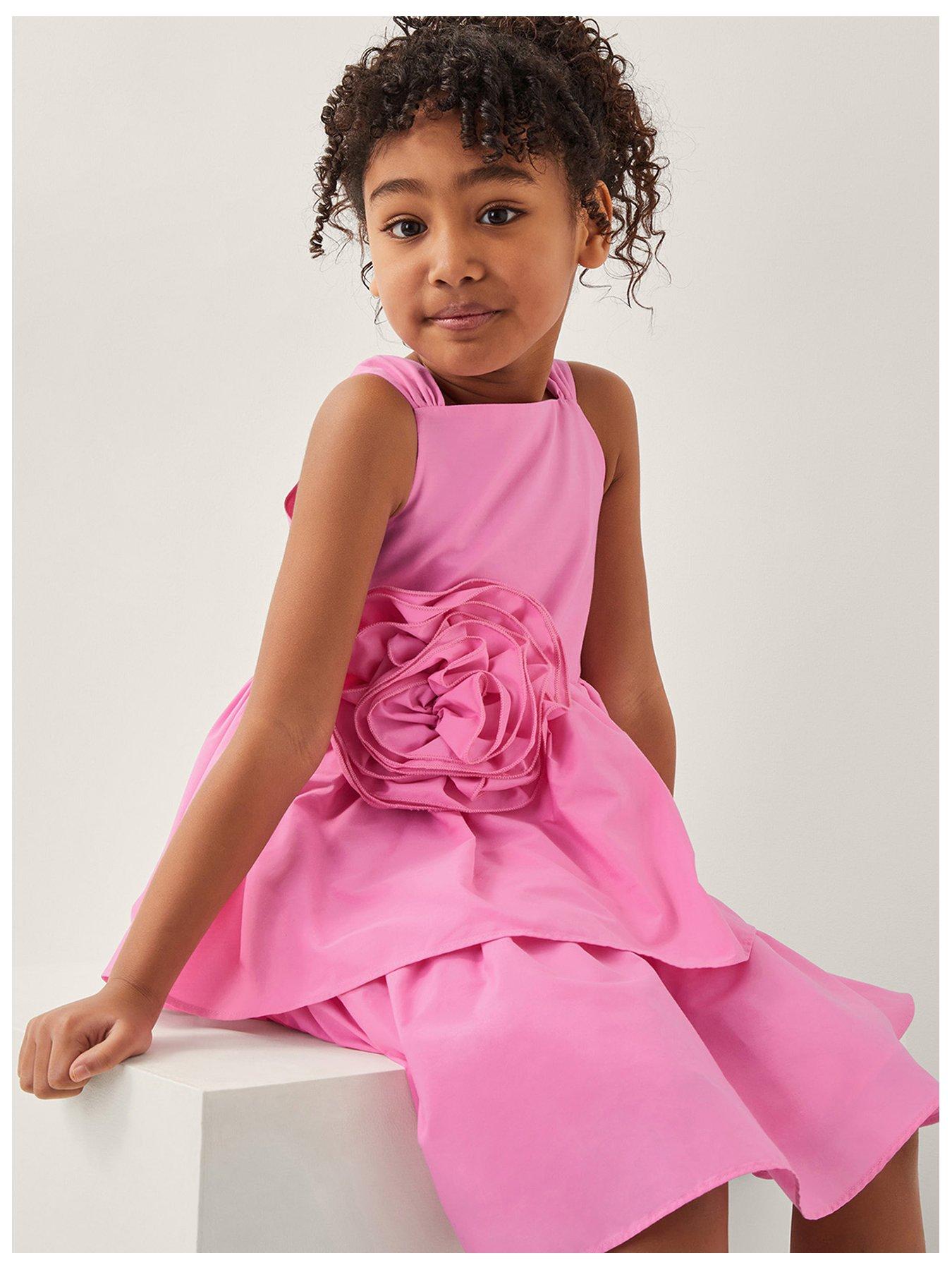 undefined Girls Strappy Corsage Party Dress - Pink