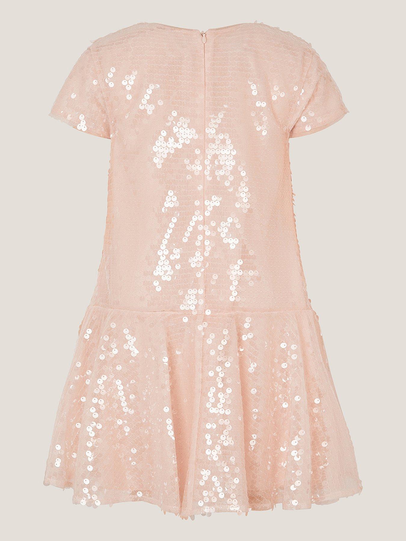  image of monsoon-girls-sequin-drop-waist-dress-light-pink
