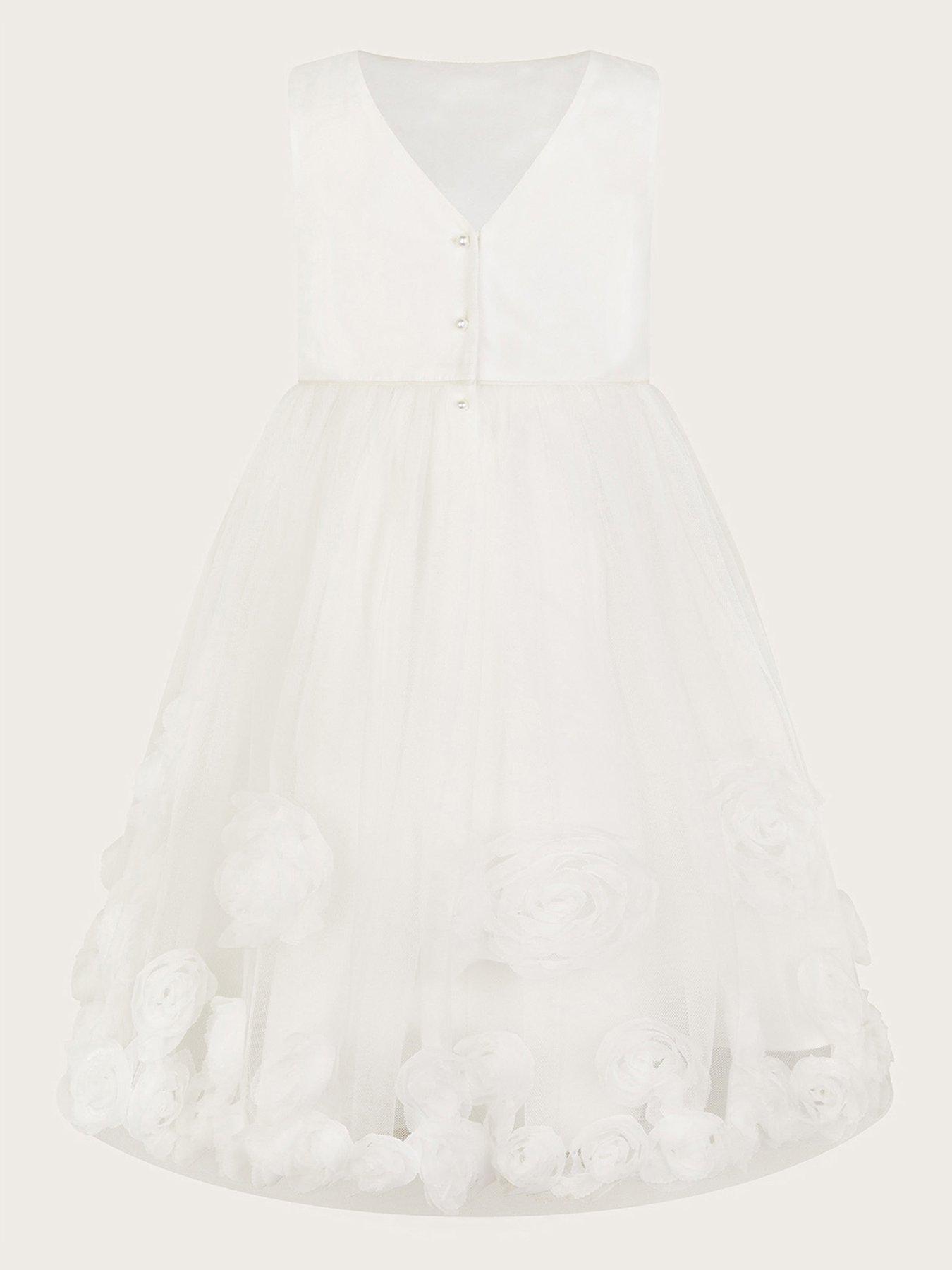  image of monsoon-girls-josie-3d-rosette-dress-light-cream