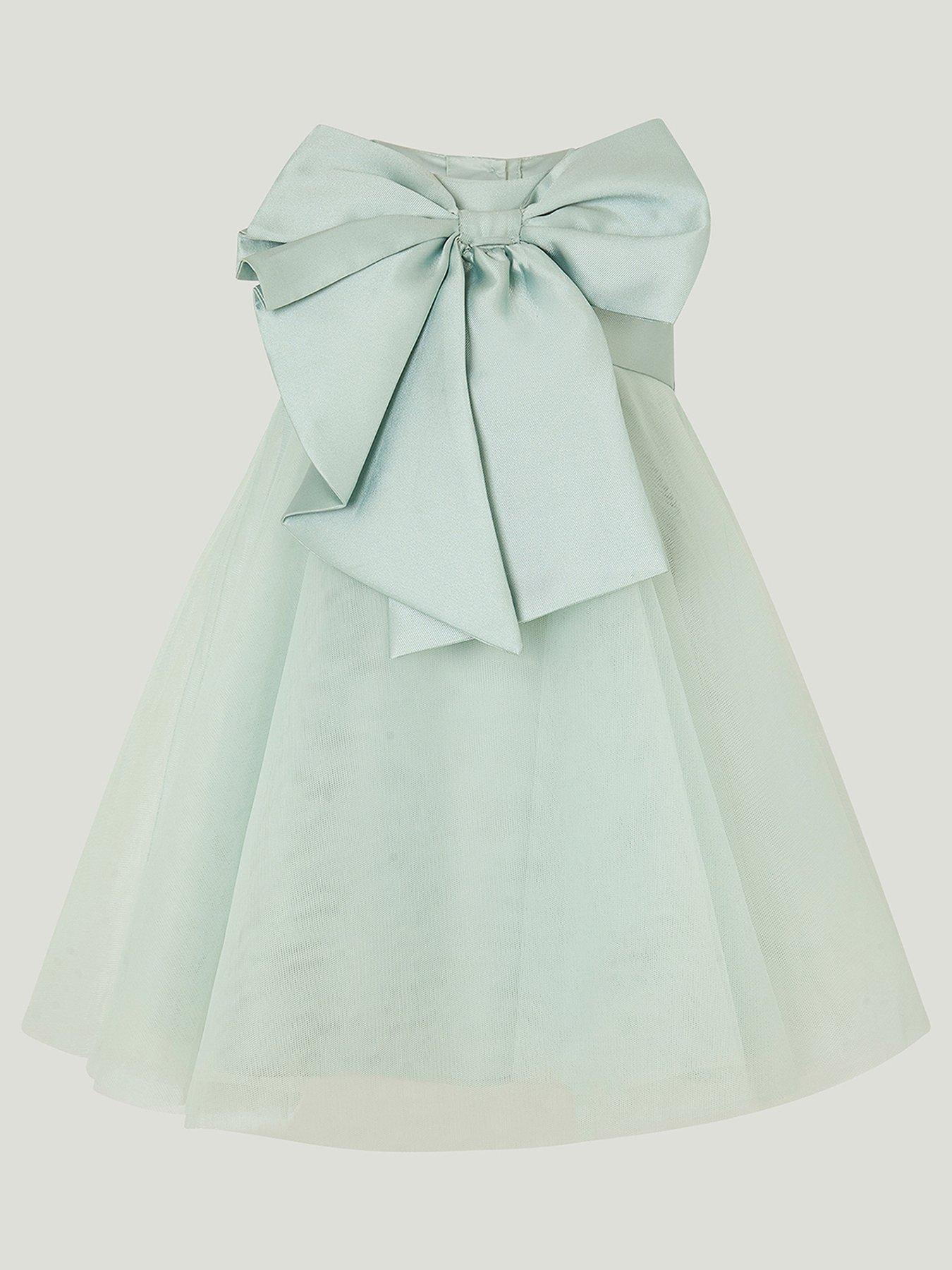  image of monsoon-baby-girls-bonnie-bow-dress-light-green