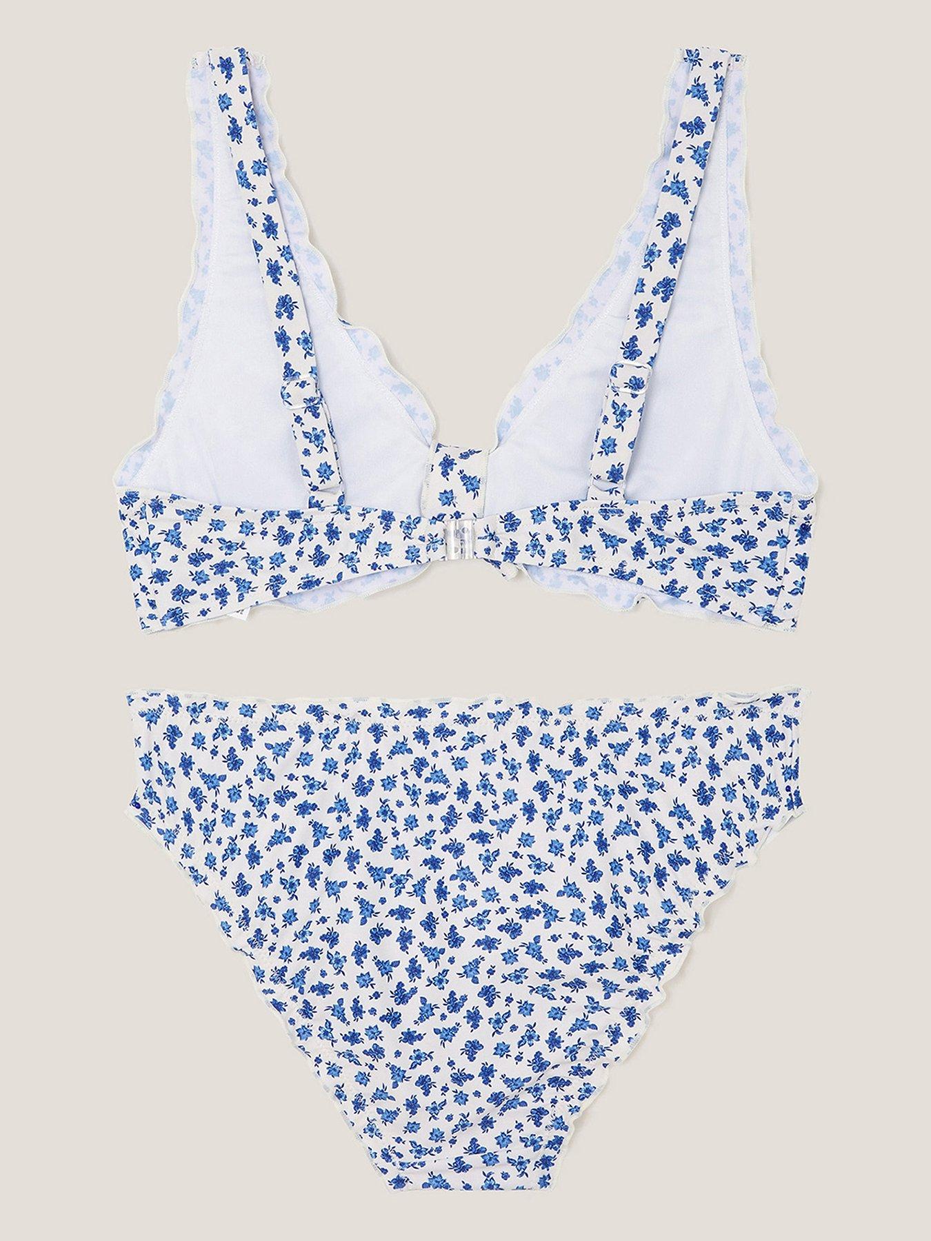  image of monsoon-girls-ditsy-print-frill-bikini-set-light-cream