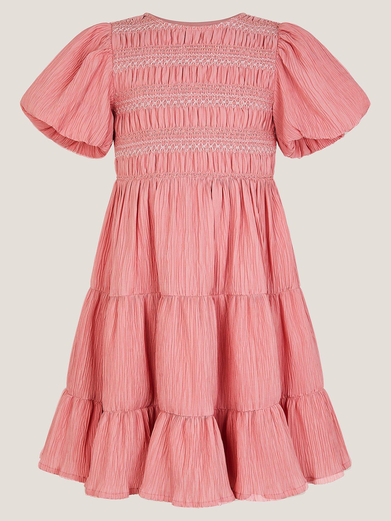 Image 3 of 4 of Monsoon Girls Shirred Dress - Pink