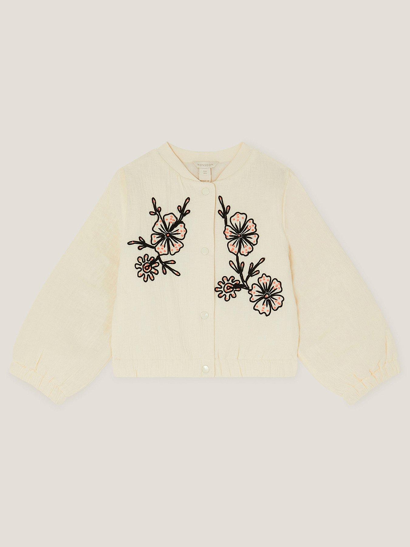  image of monsoon-girls-cornelli-embroidered-woven-bomber-jacket-light-cream