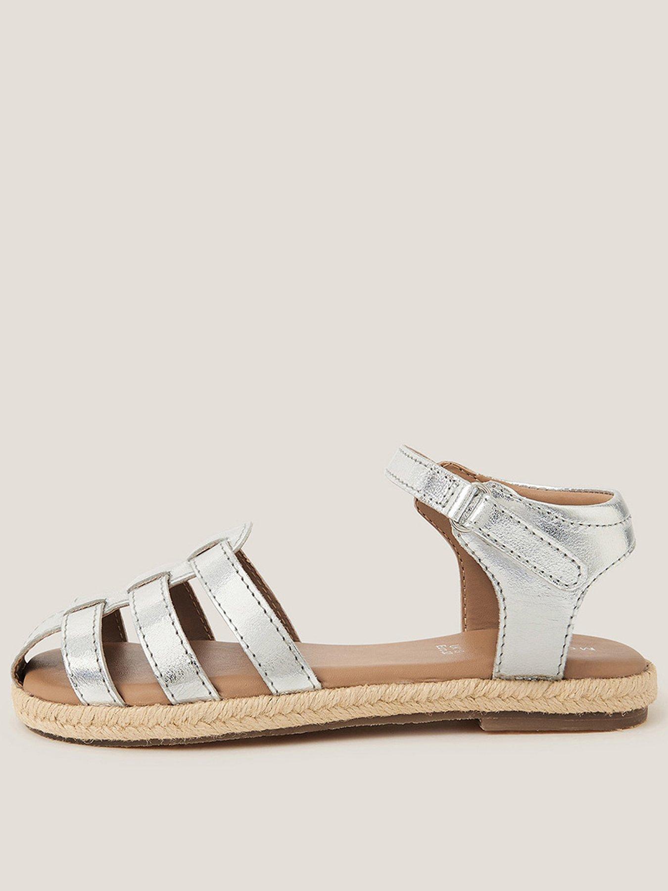 undefined Girls Metallic Leather Fisherman Sandals - Silver