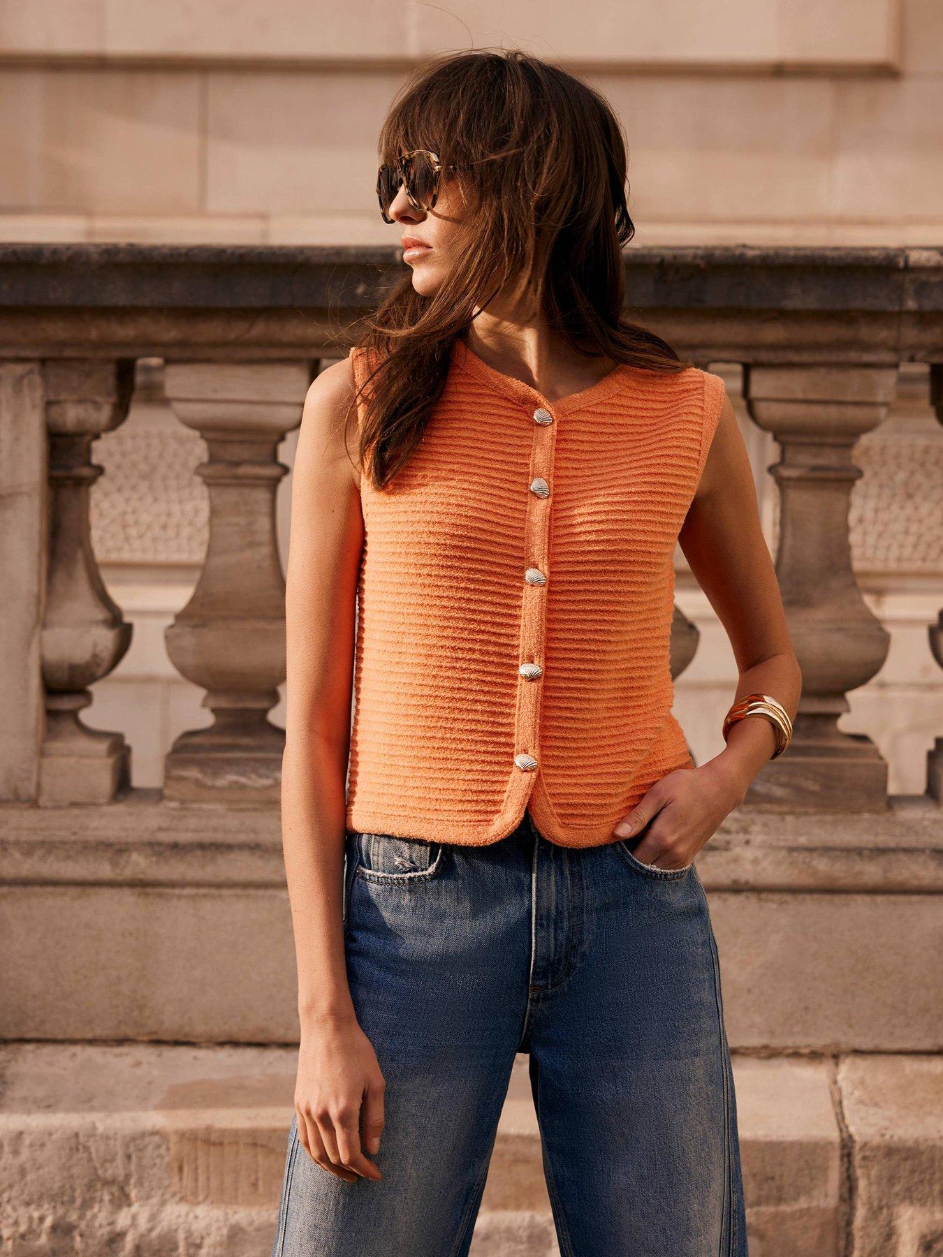 undefined Shell Button Waistcoat - Orange