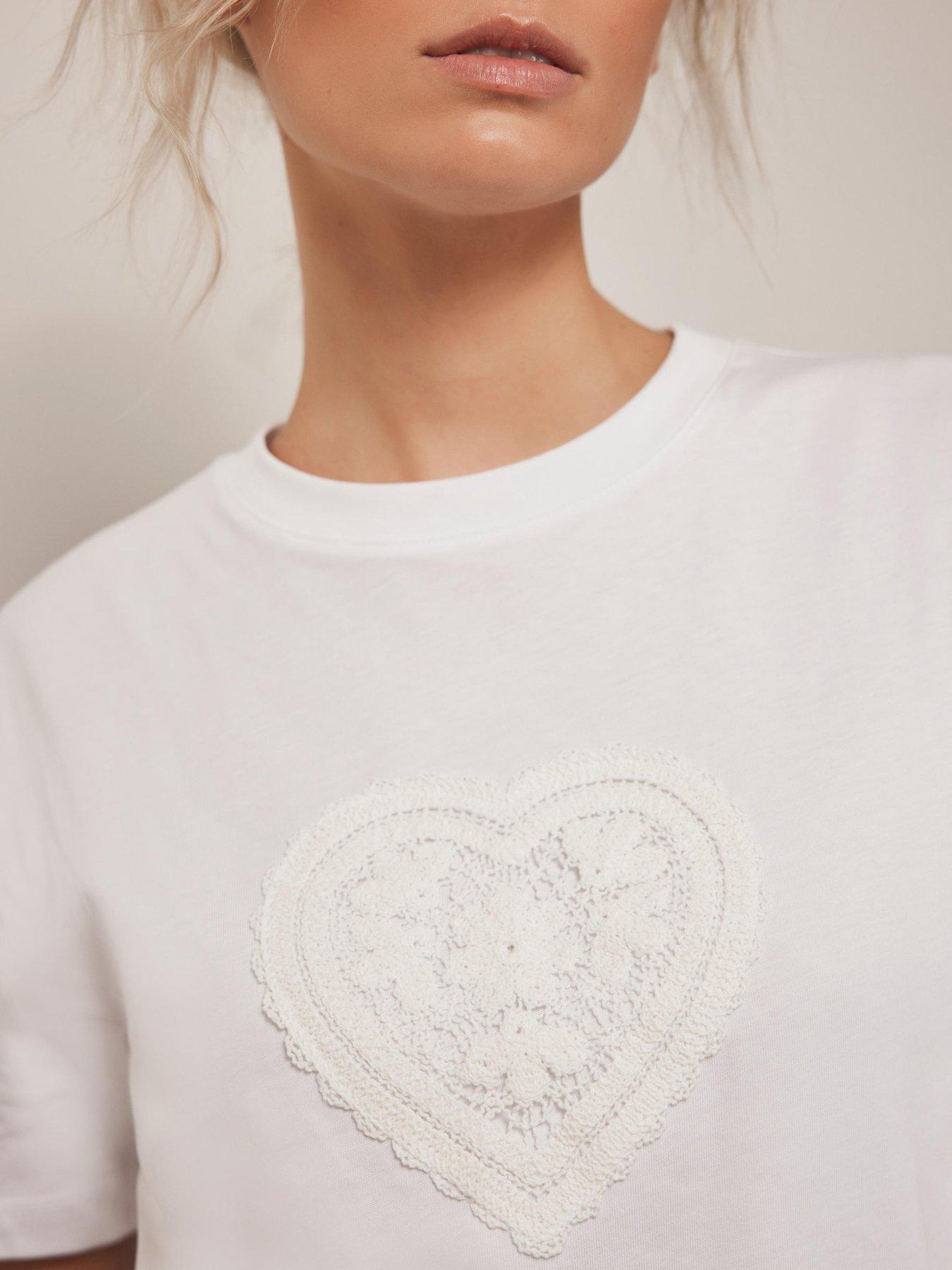  image of mint-velvet-ivory-heart-trim-t-shirt