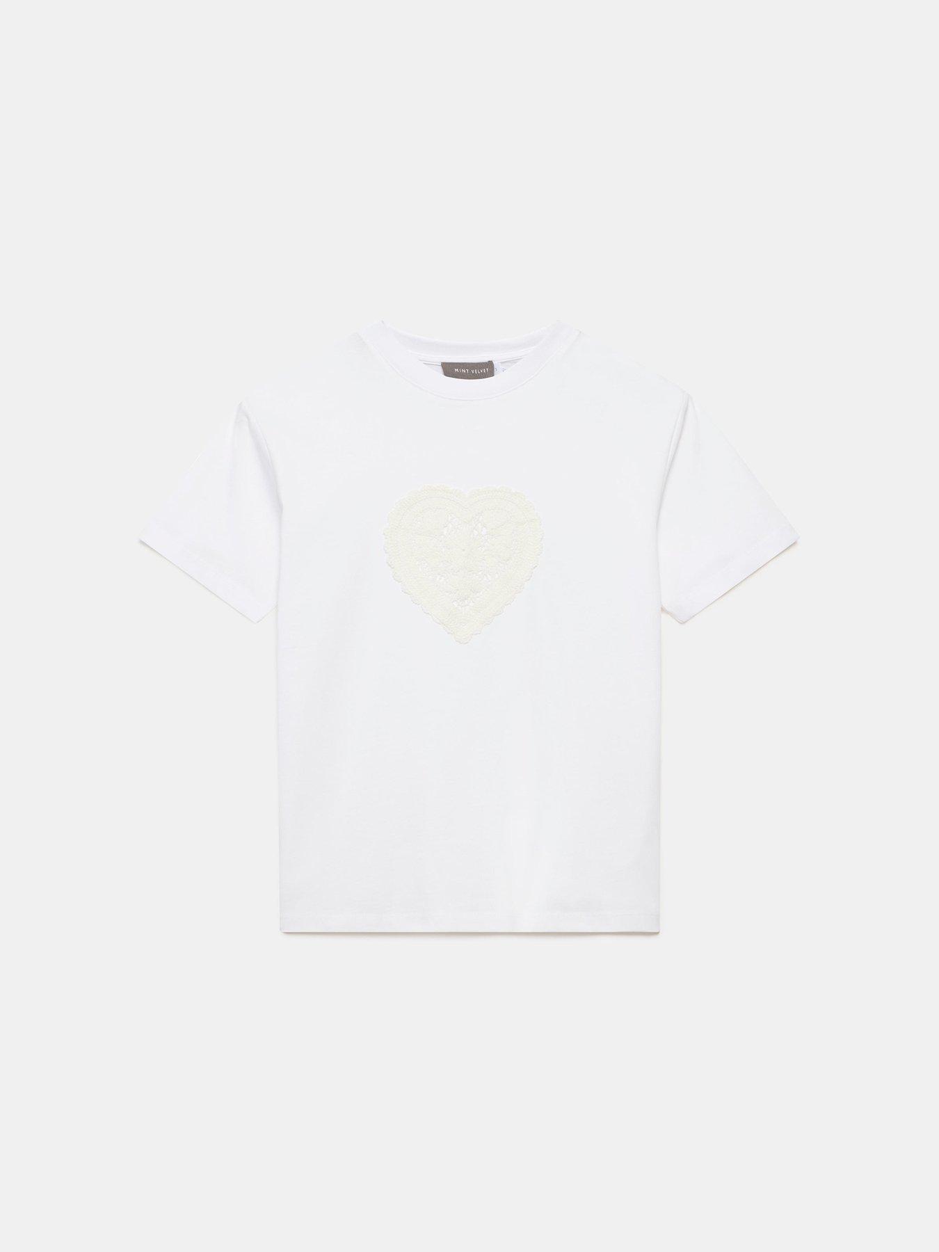  image of mint-velvet-ivory-heart-trim-t-shirt