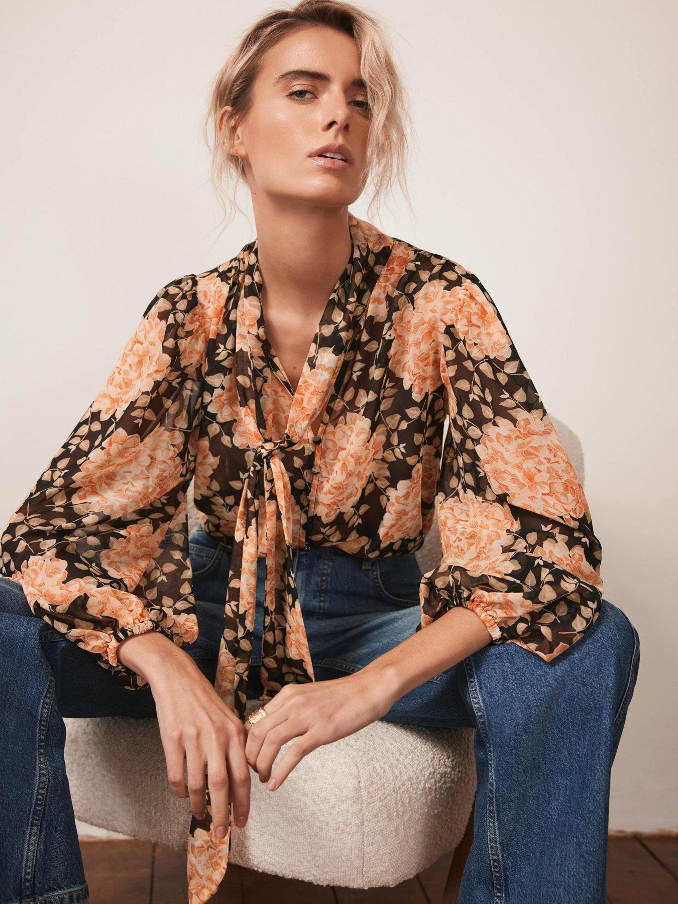 undefined Floral Print Blouse - Orange