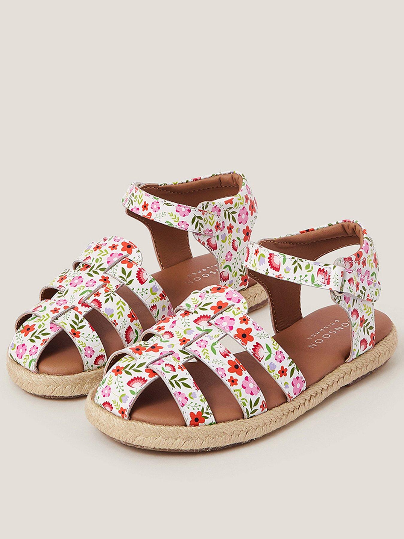 undefined Girls Printed Flower Caged Sandal - Multi