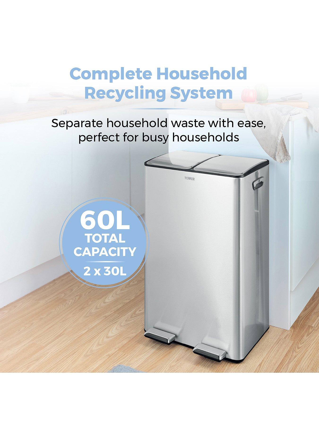 Image 3 of 6 of Tower 60L Recycling Pedal Bin