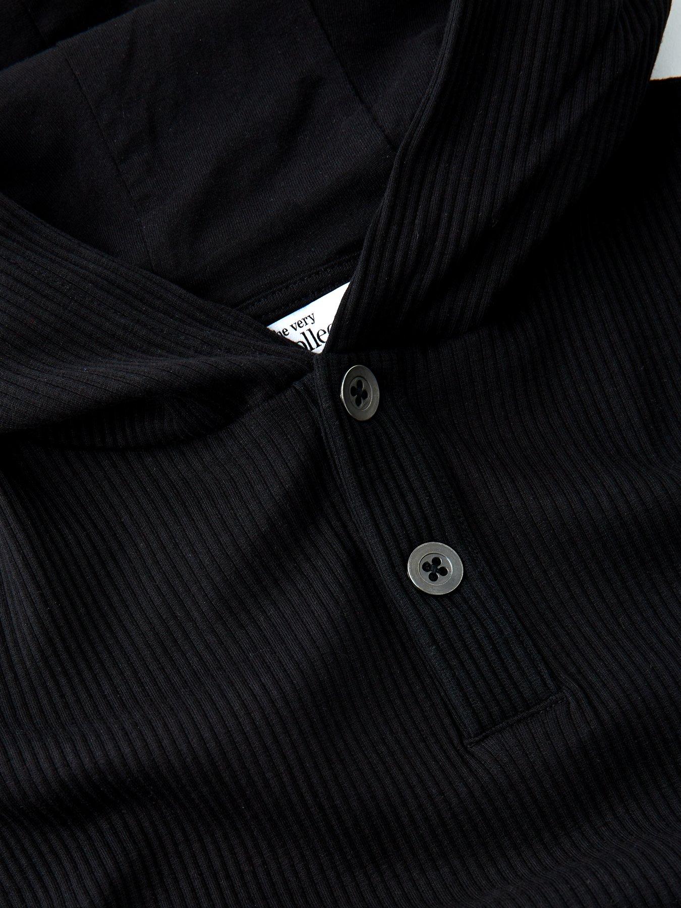 Image 3 of 4 of The Very Collection Boys Rib Button Detail Hoodie - Black