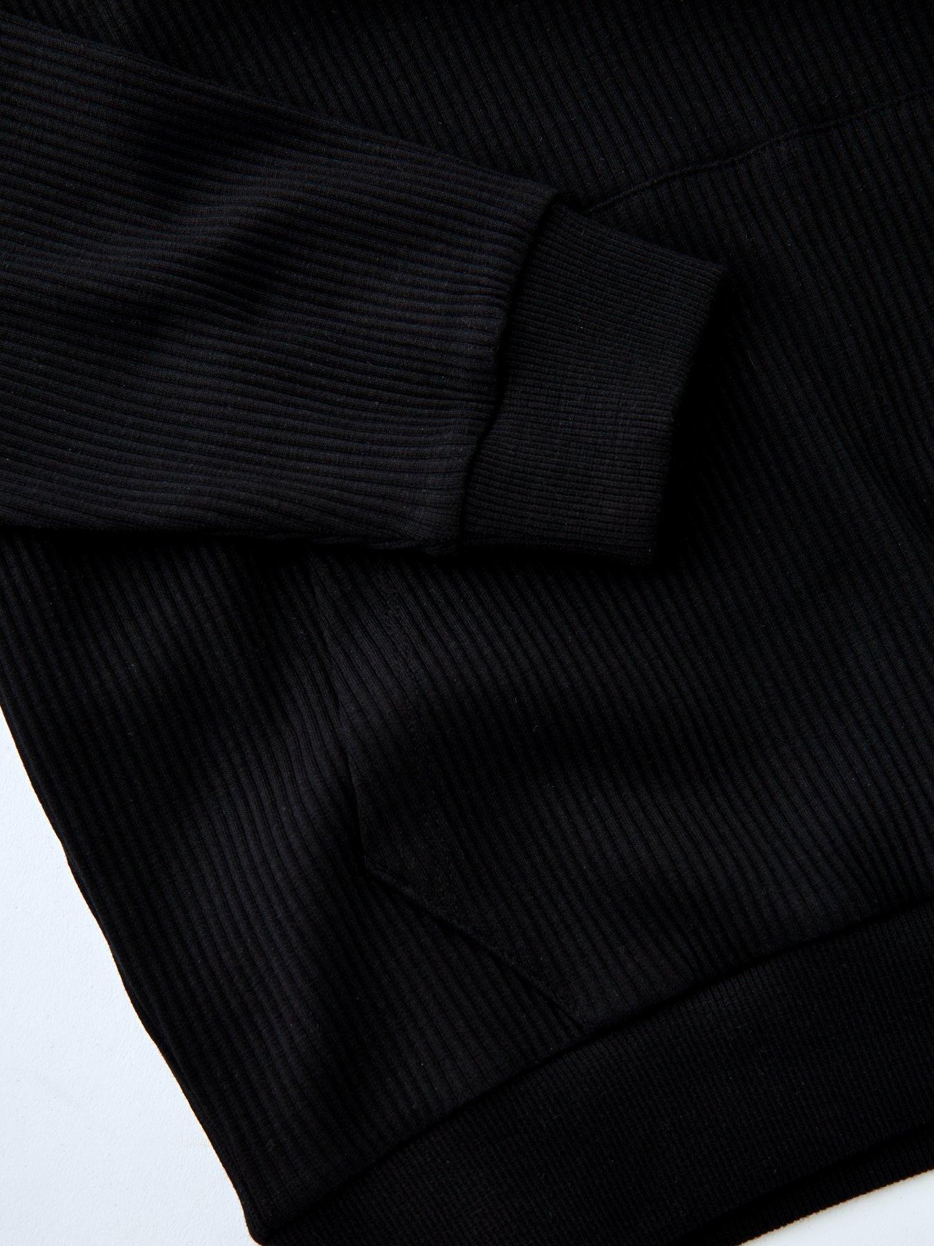 Image 4 of 4 of The Very Collection Boys Rib Button Detail Hoodie - Black