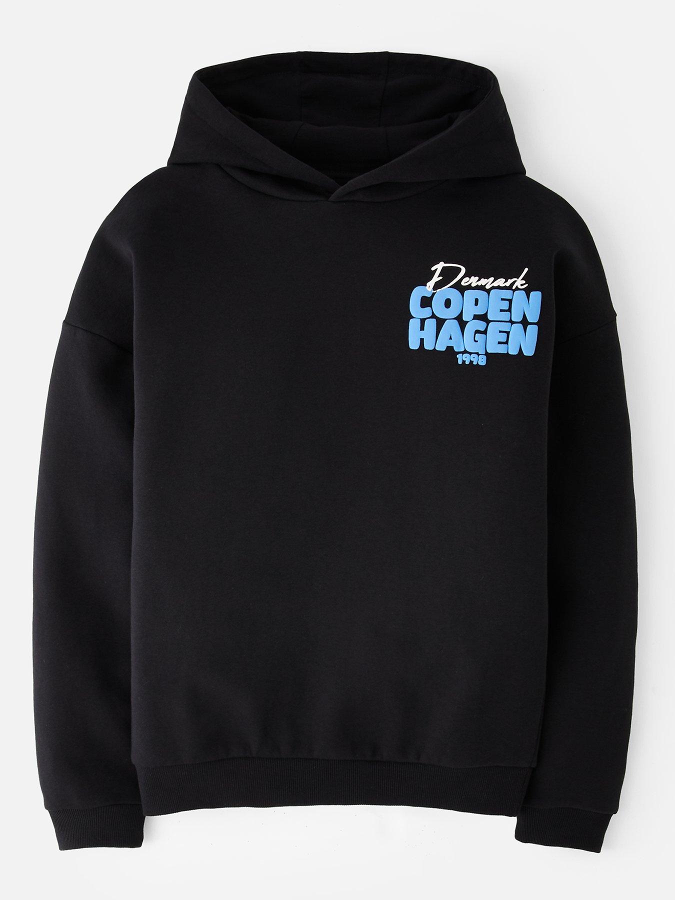 front image of the-very-collection-boys-graphic-drop-shoulder-hoodie-black