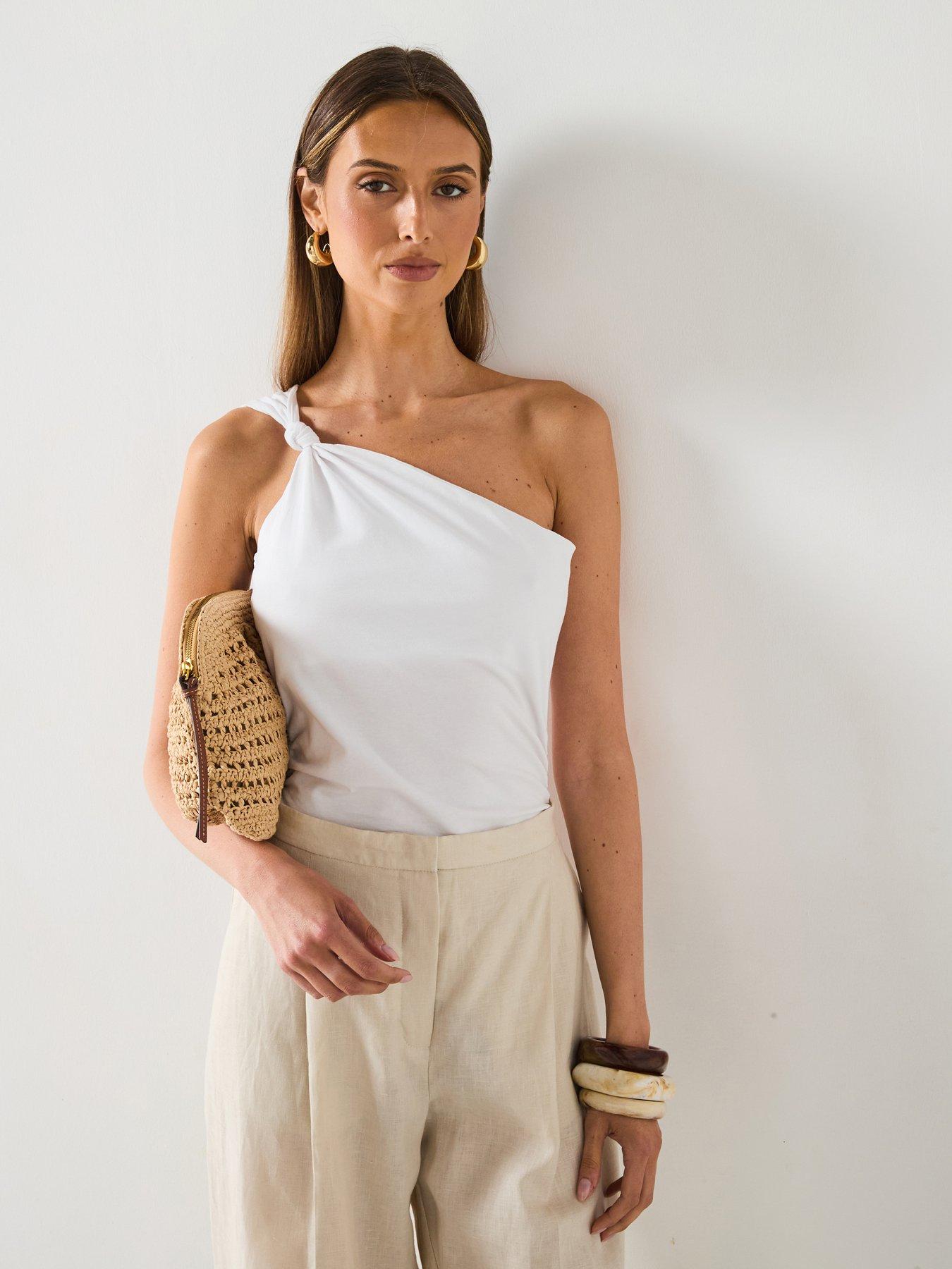  image of mango-asymmetric-top-with-knot-detail-white