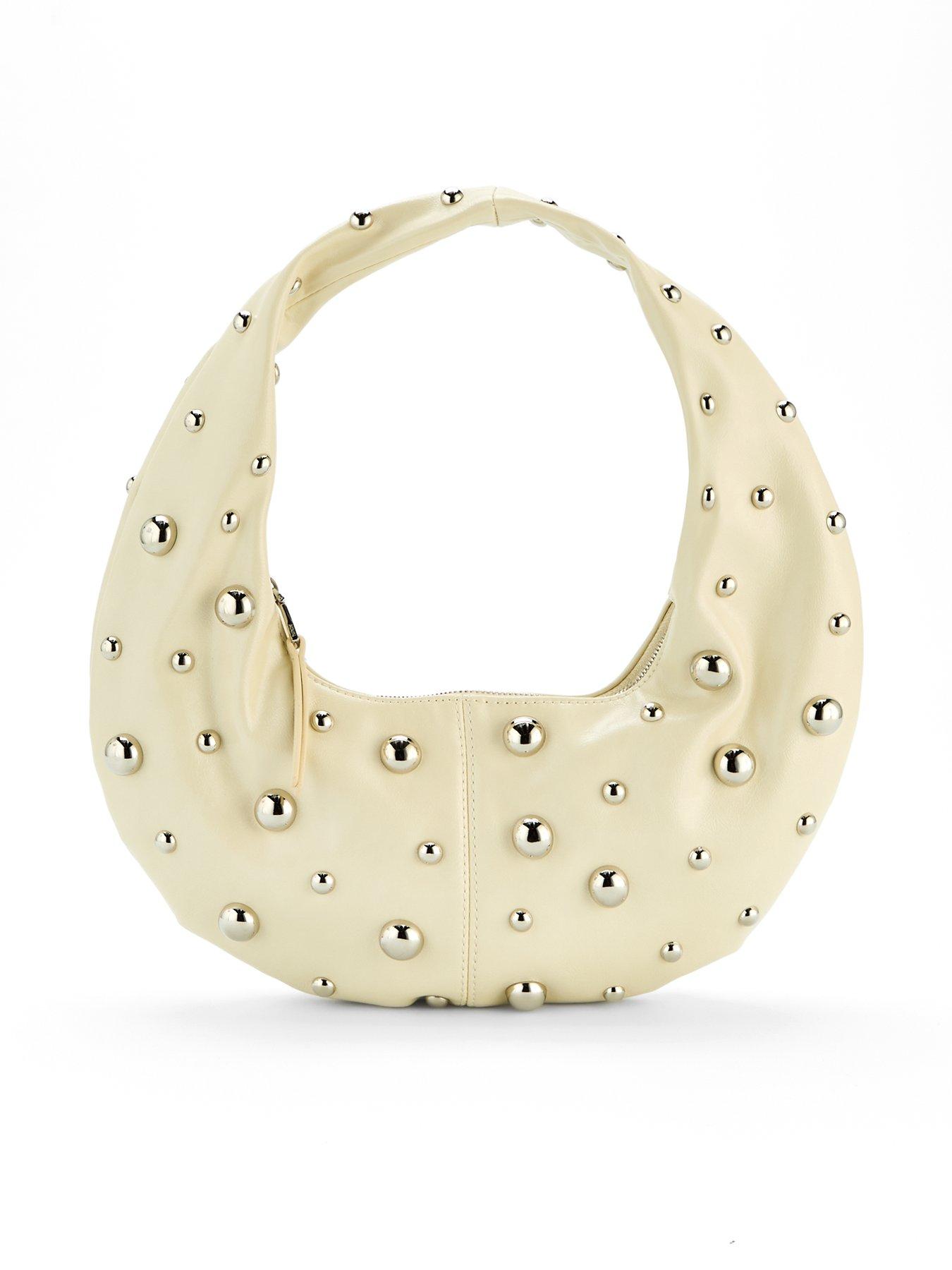 Mango Studded Shoulder Bag - Cream