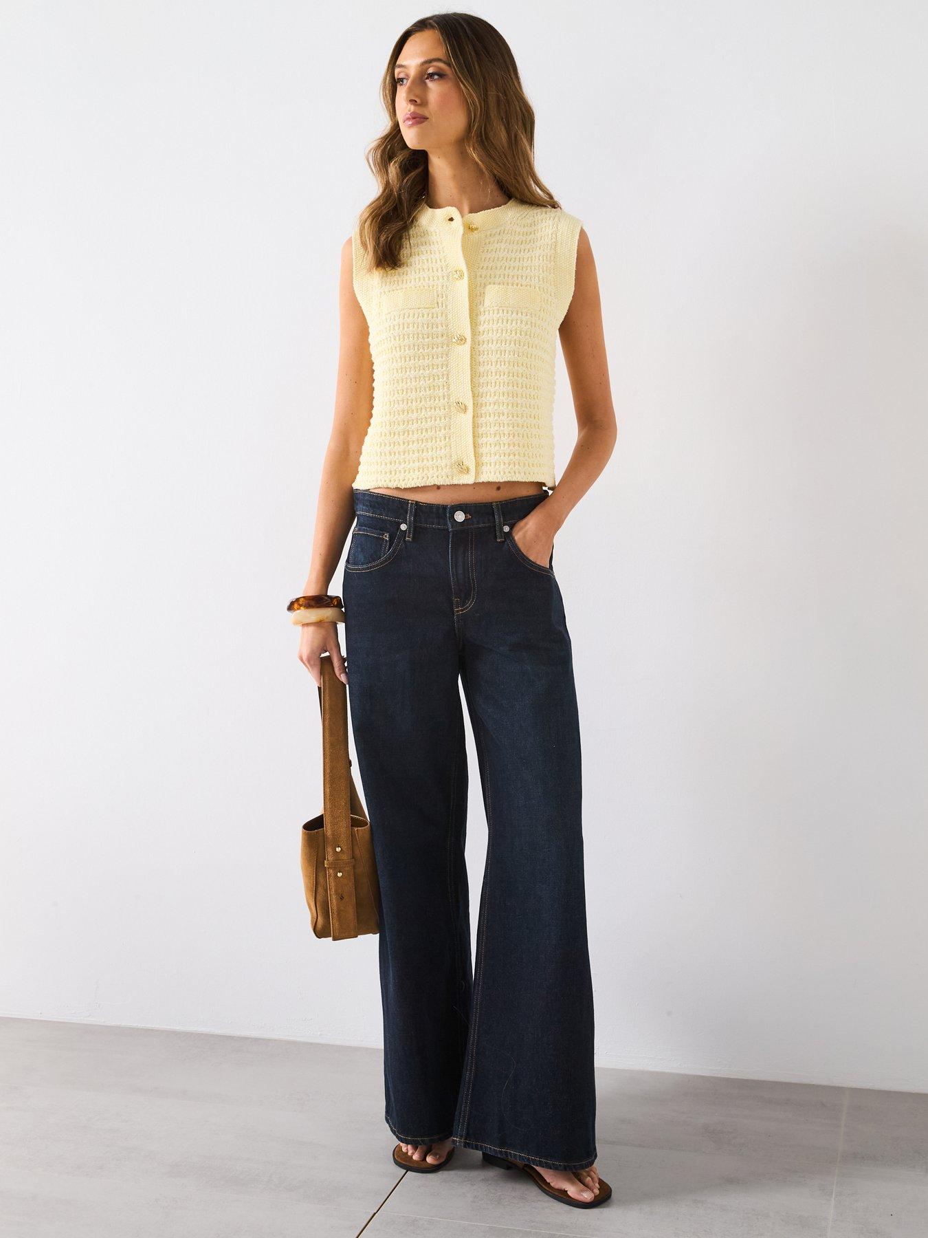  image of mango-knitted-cardigan-with-jewel-button-light-yellow