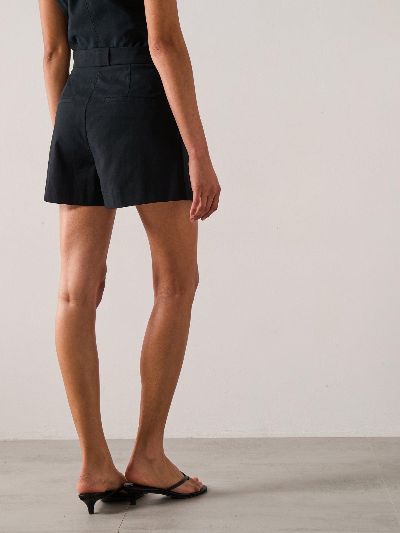 Image 2 of 6 of Mango Pleated Suit Shorts - Black