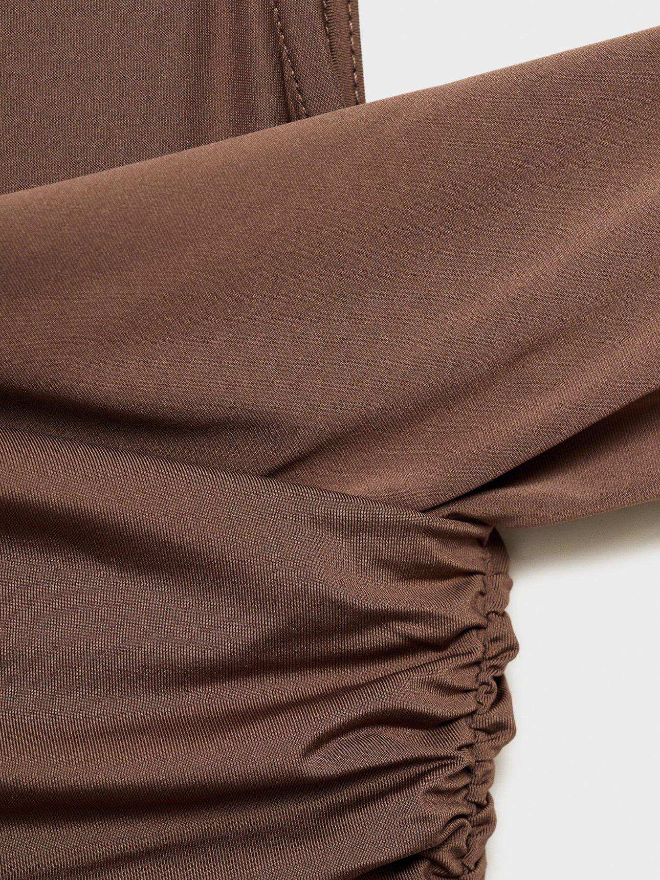 Image 6 of 6 of Mango Supriya Lele X Mango  Draped Dress With Asymmetrical Straps