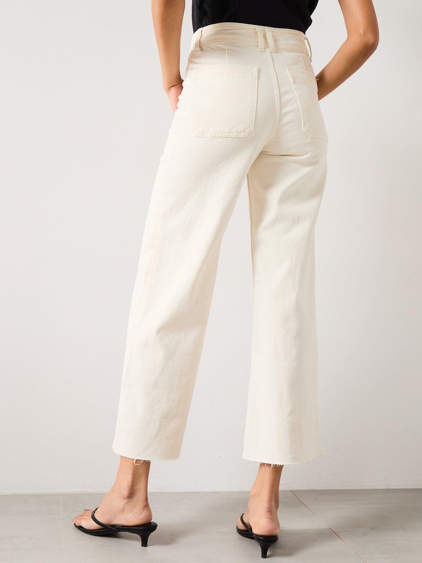 Image 2 of 6 of Mango Catherin Culotte High Rise Jeans - Cream