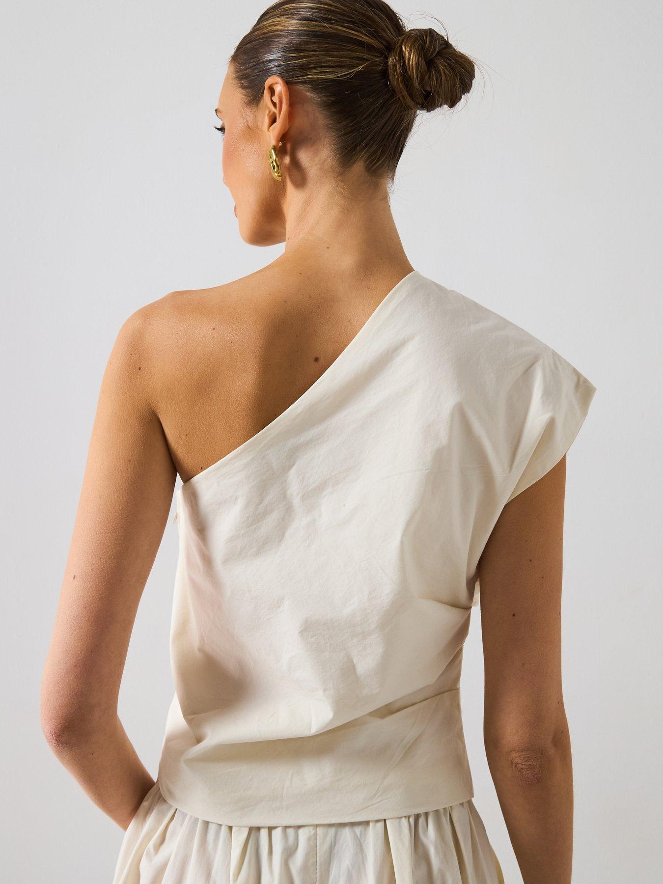 stillFront image of mango-asymmetrical-flower-embroidered-top-cream