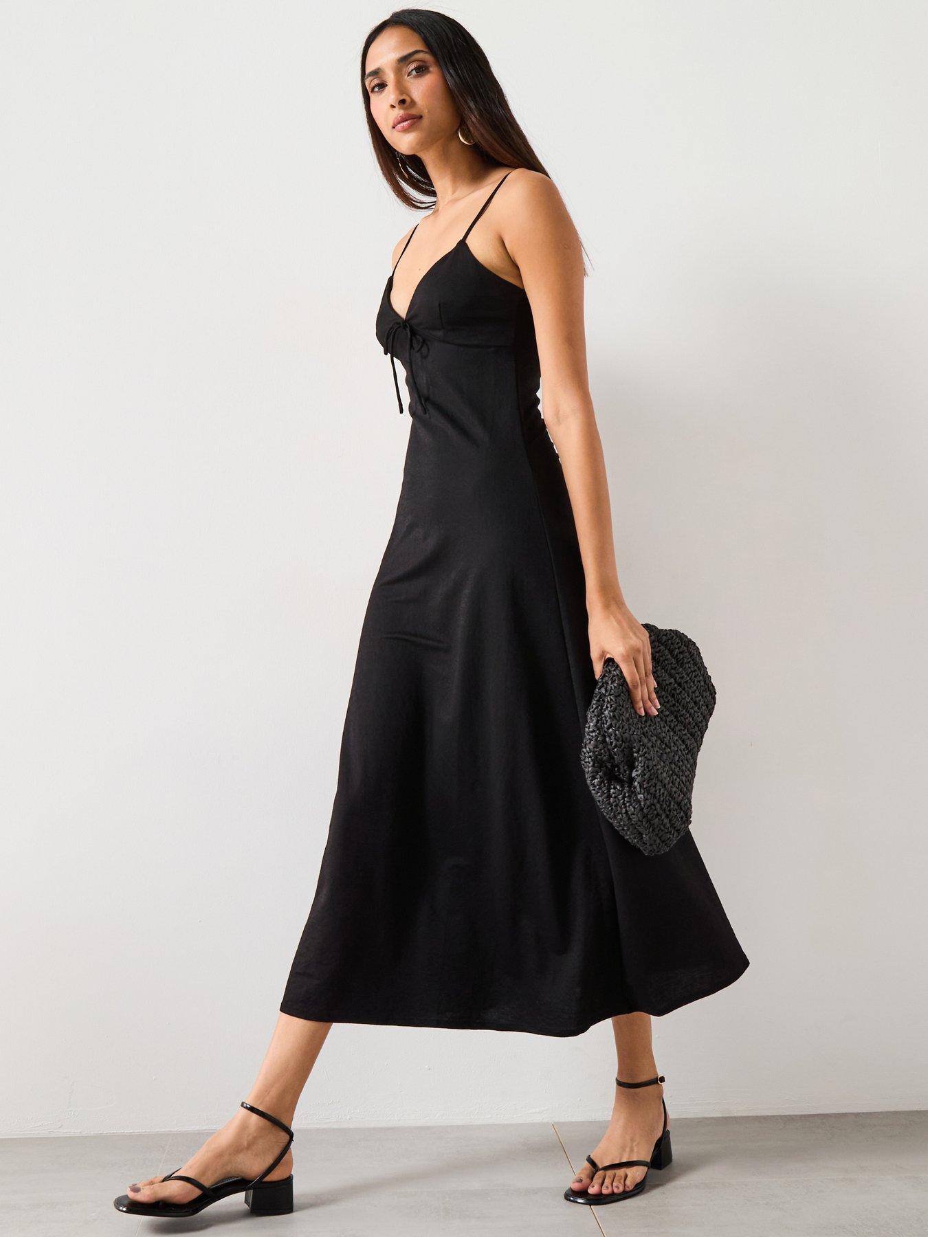 undefined Long Dress With Bow Neckline