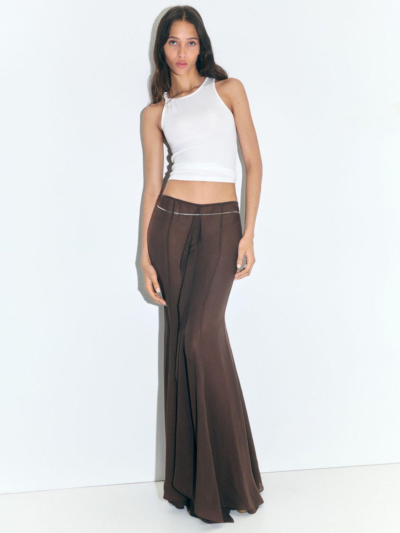 undefined Supriya Lele X Maxi Skirt With Ruffle Detail - Brown