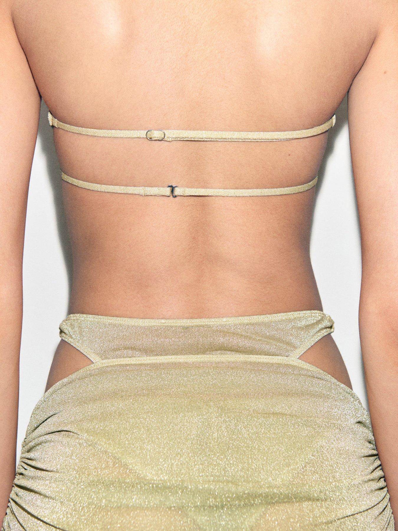 Image 2 of 5 of Mango Supriya Lele X Lurex Cut Out Bikini Top - Gold