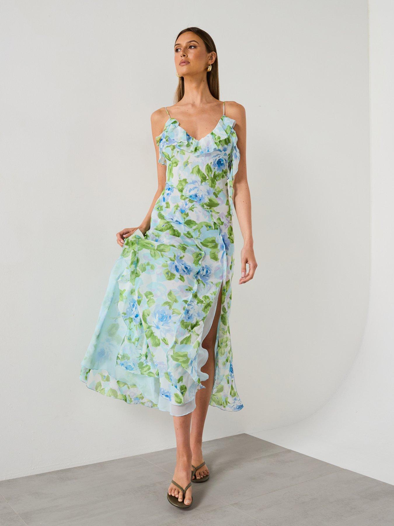 flowy maxi dress wedding PRETTYGARDEN Women's Fall Wedding Guest Dresses Boho Floral Long Sleev main image 1