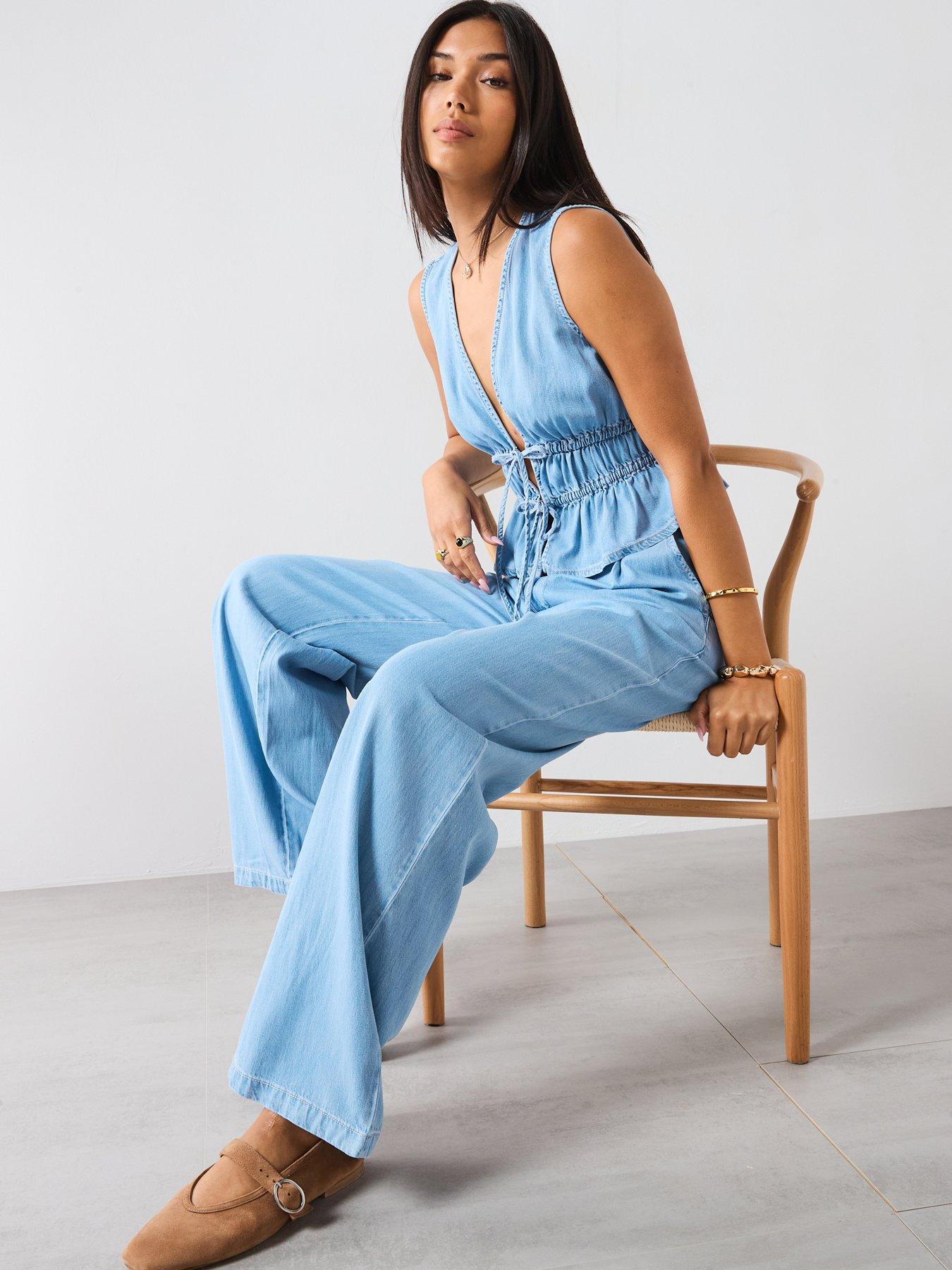  image of mango-soft-denim-wide-leg-jeans--blue