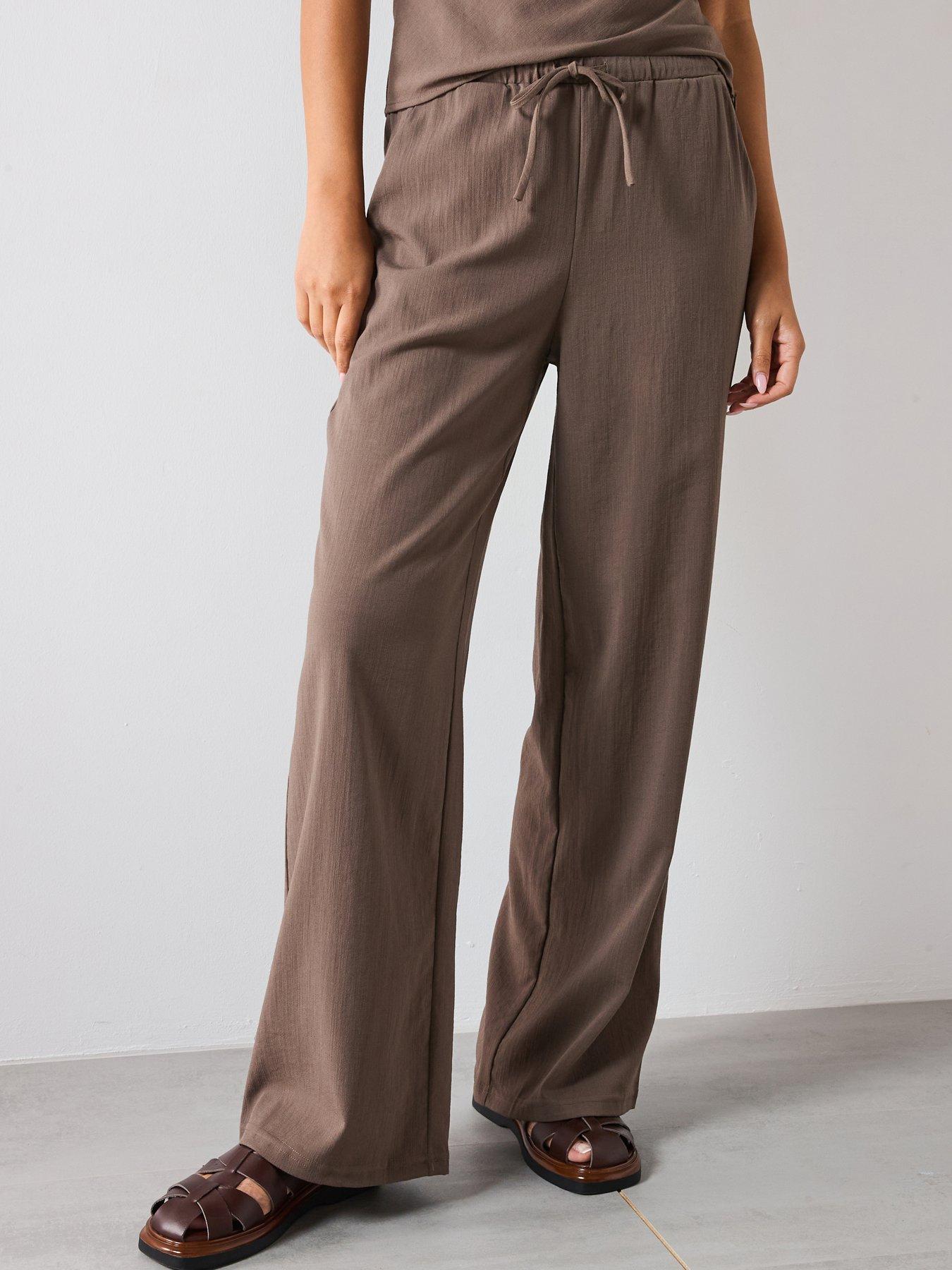undefined Bow Straight Trousers - Brown