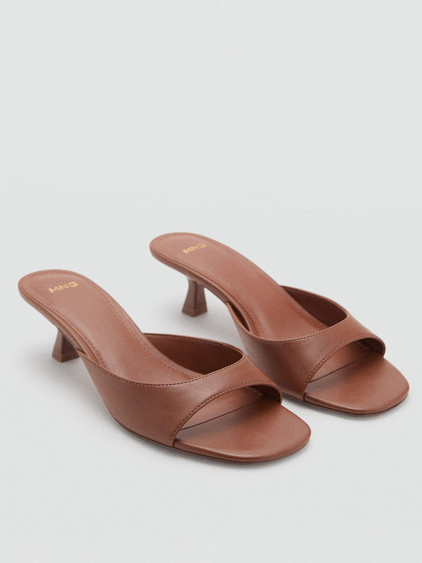 Mango Patent Leather Effect Heeled Sandals Brown Littlewoods