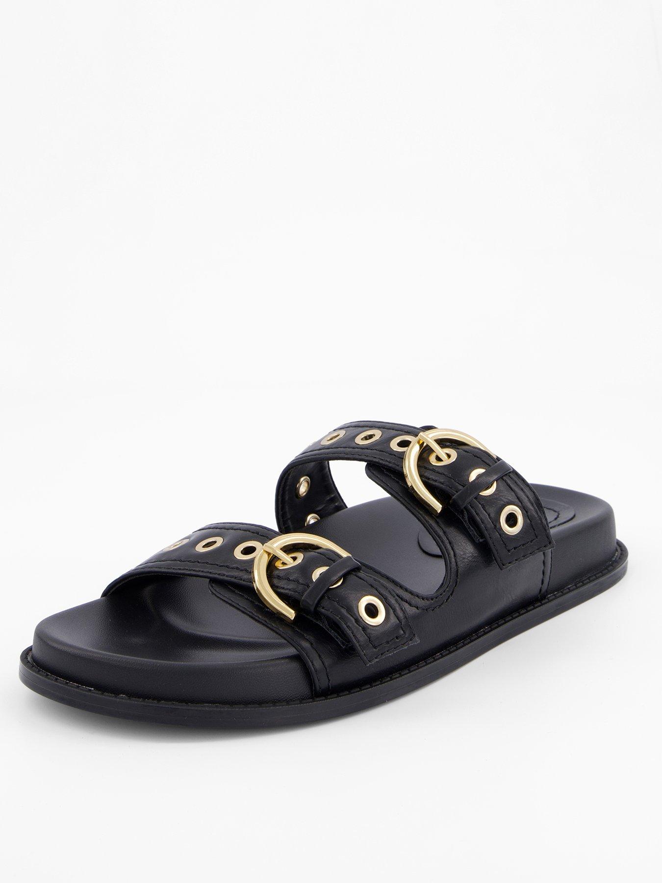 undefined Strap Sandals with Buckle - Black