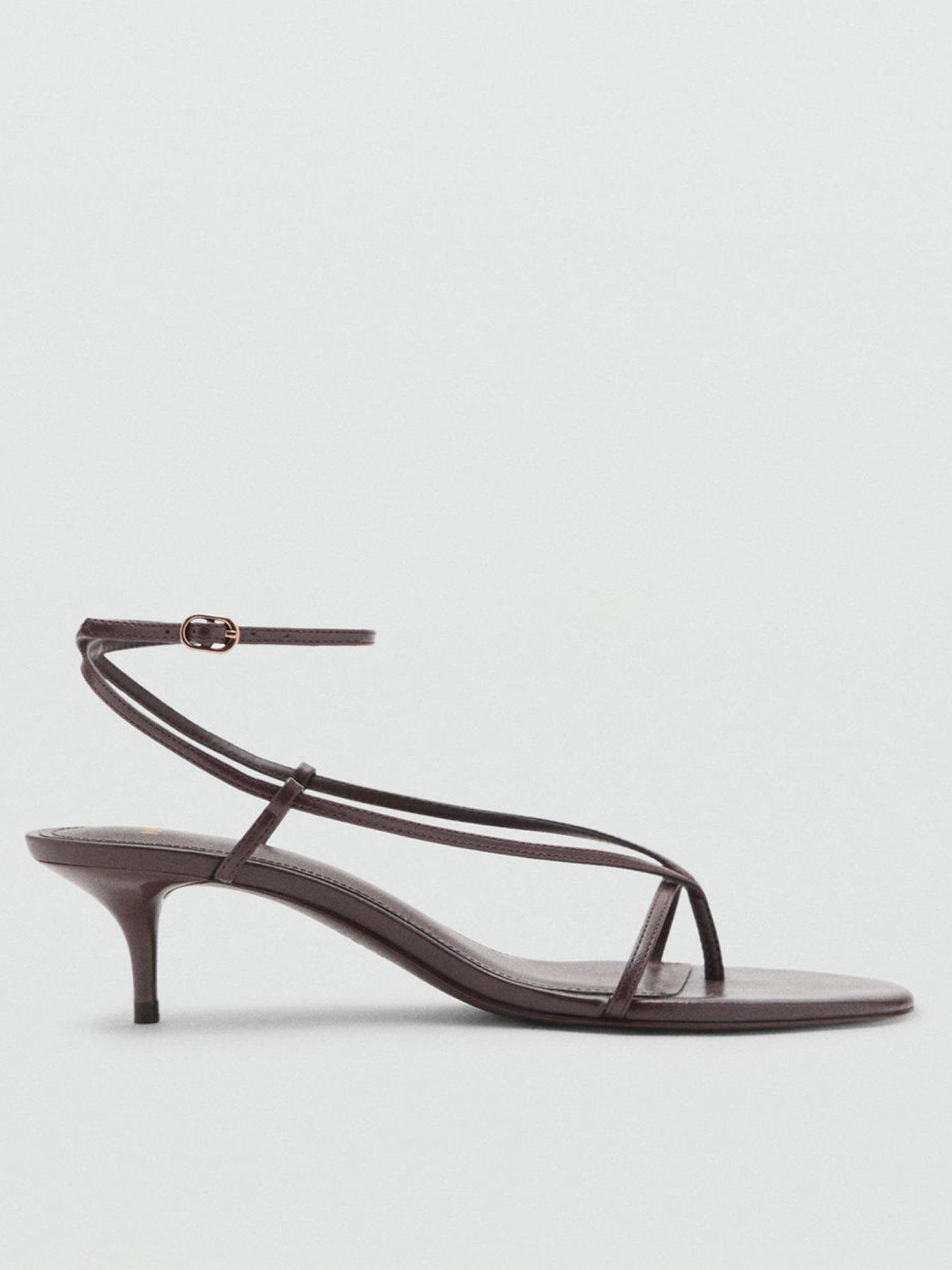 undefined Heeled Sandals With Thin Strap - Dark Brown