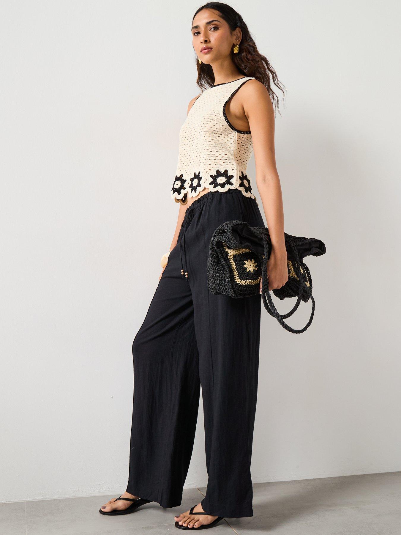 Image 3 of 6 of Mango Crochet Top With Floral Finishes - Cream