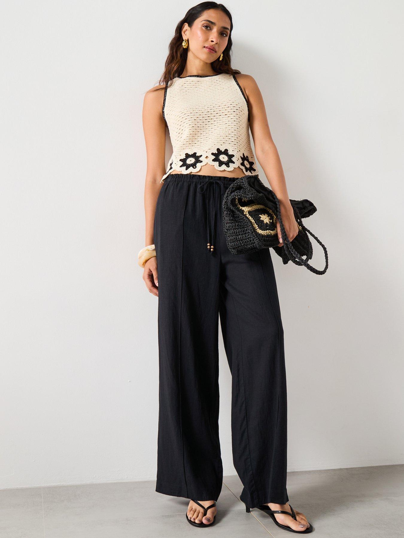 Image 6 of 6 of Mango Crochet Top With Floral Finishes - Cream