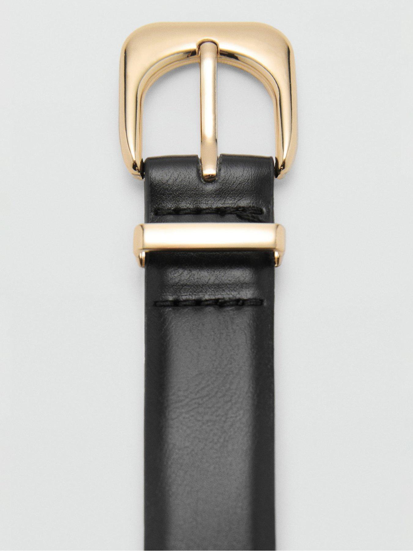 Image 2 of 3 of Mango Leather Effect Belt With Buckle - Black
