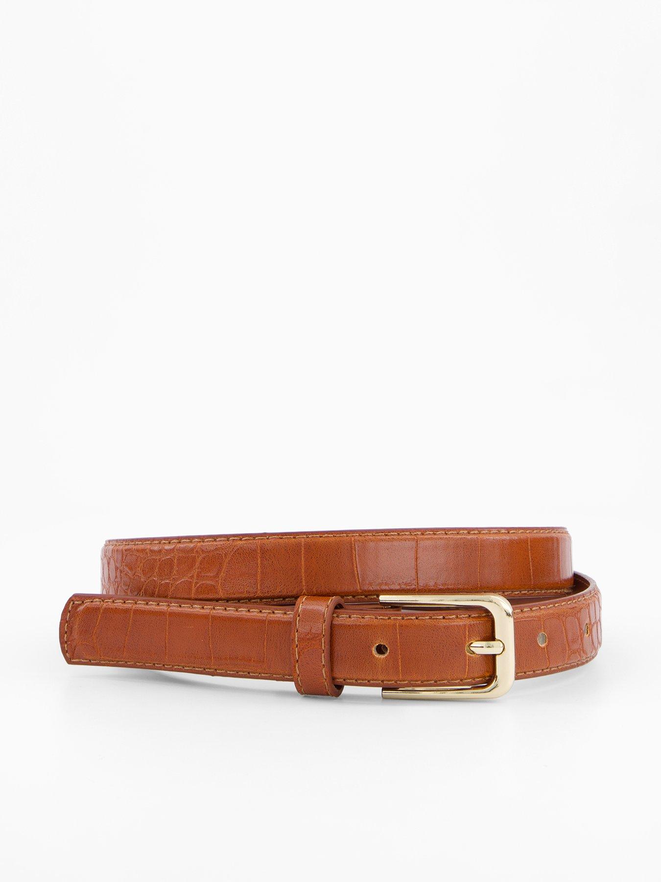 image of mango-fine-croco-leather-effect-belt-brown