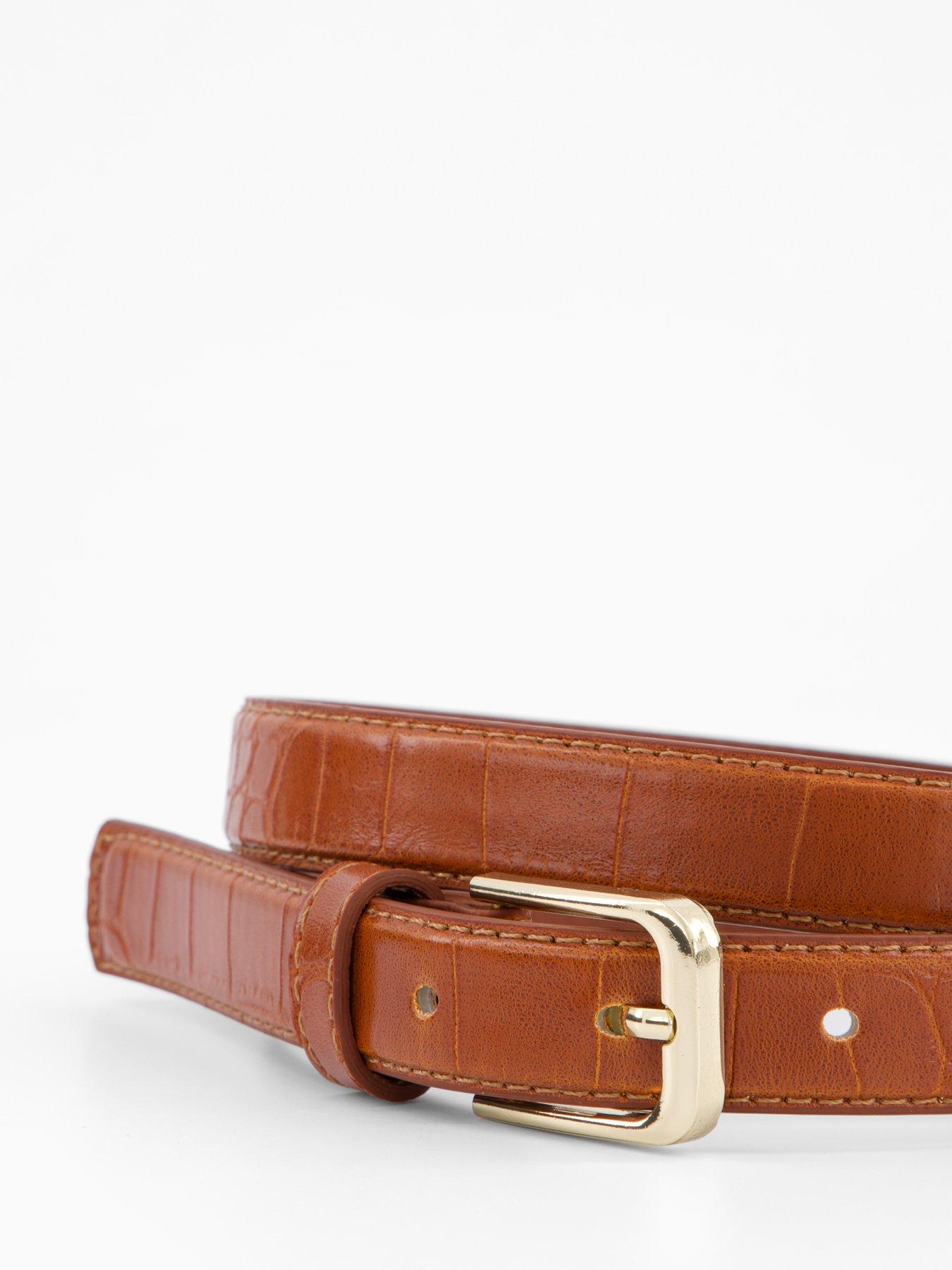  image of mango-fine-croco-leather-effect-belt-brown