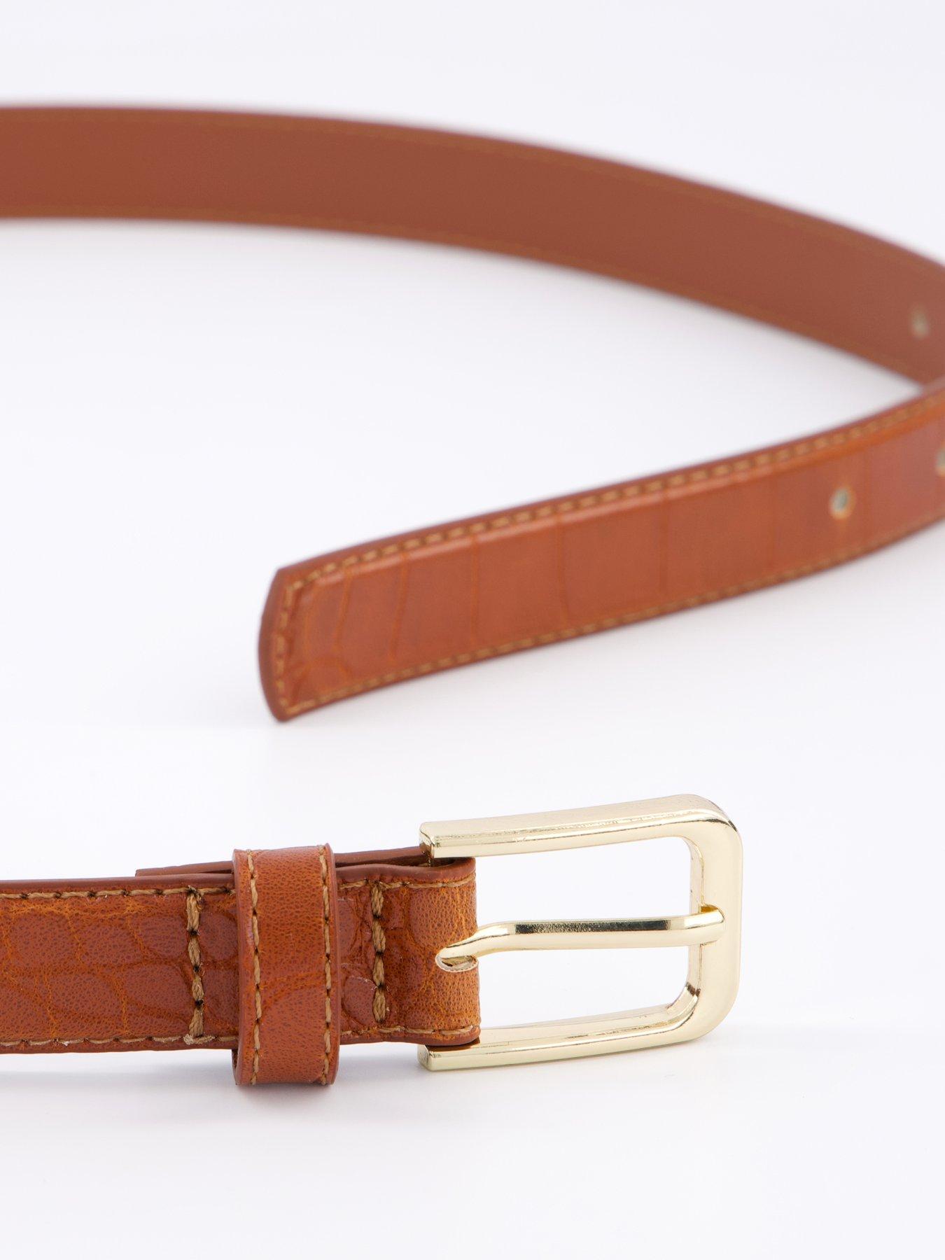 image of mango-fine-croco-leather-effect-belt-brown