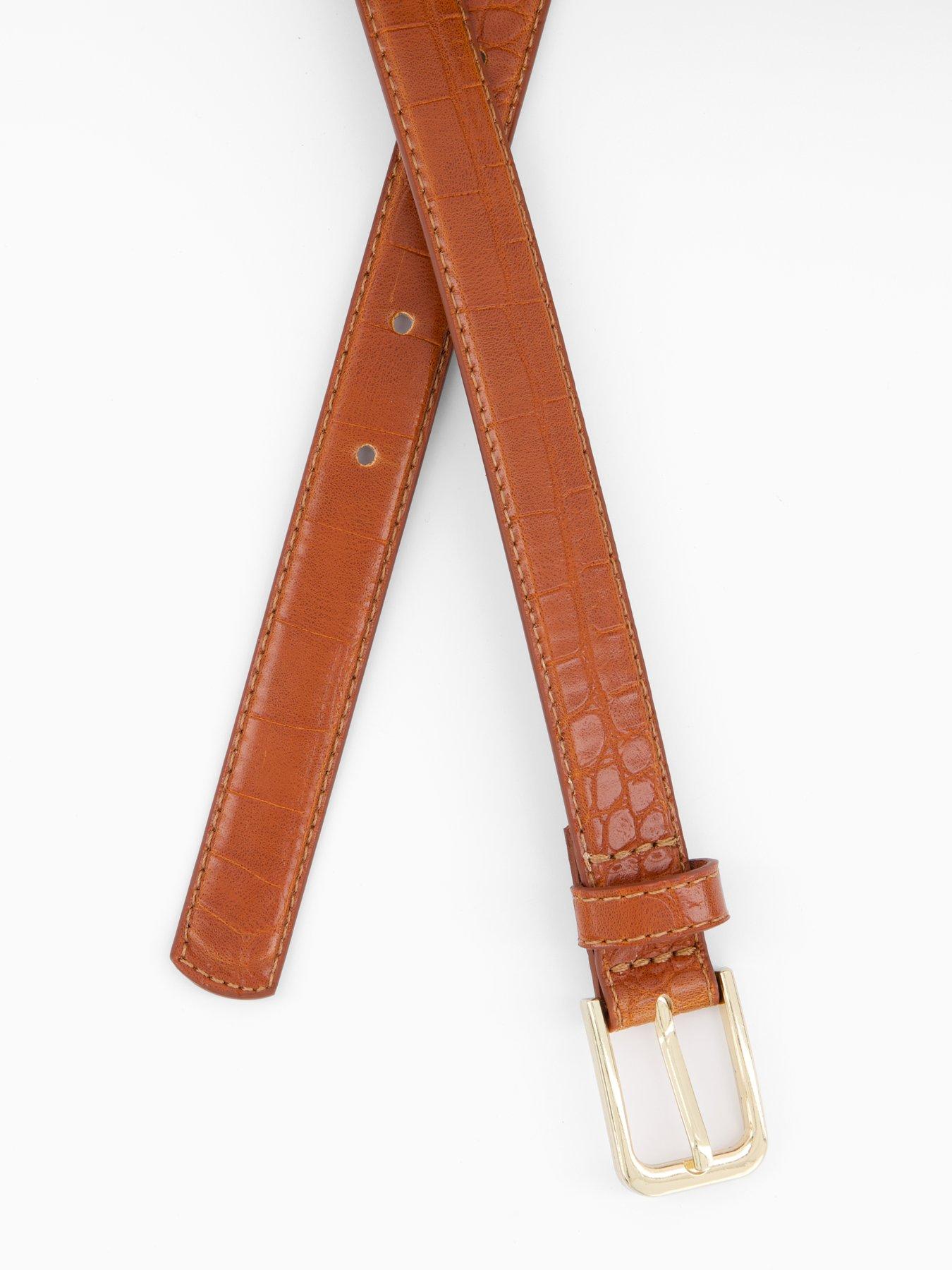  image of mango-fine-croco-leather-effect-belt-brown