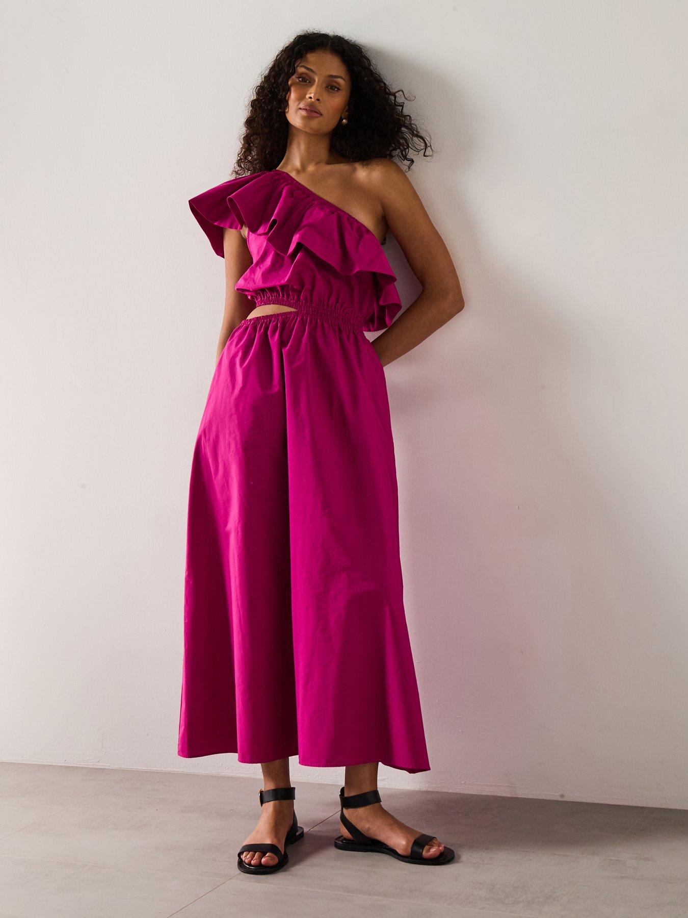 undefined Asymmetrical Dress With Cut Out - Pink