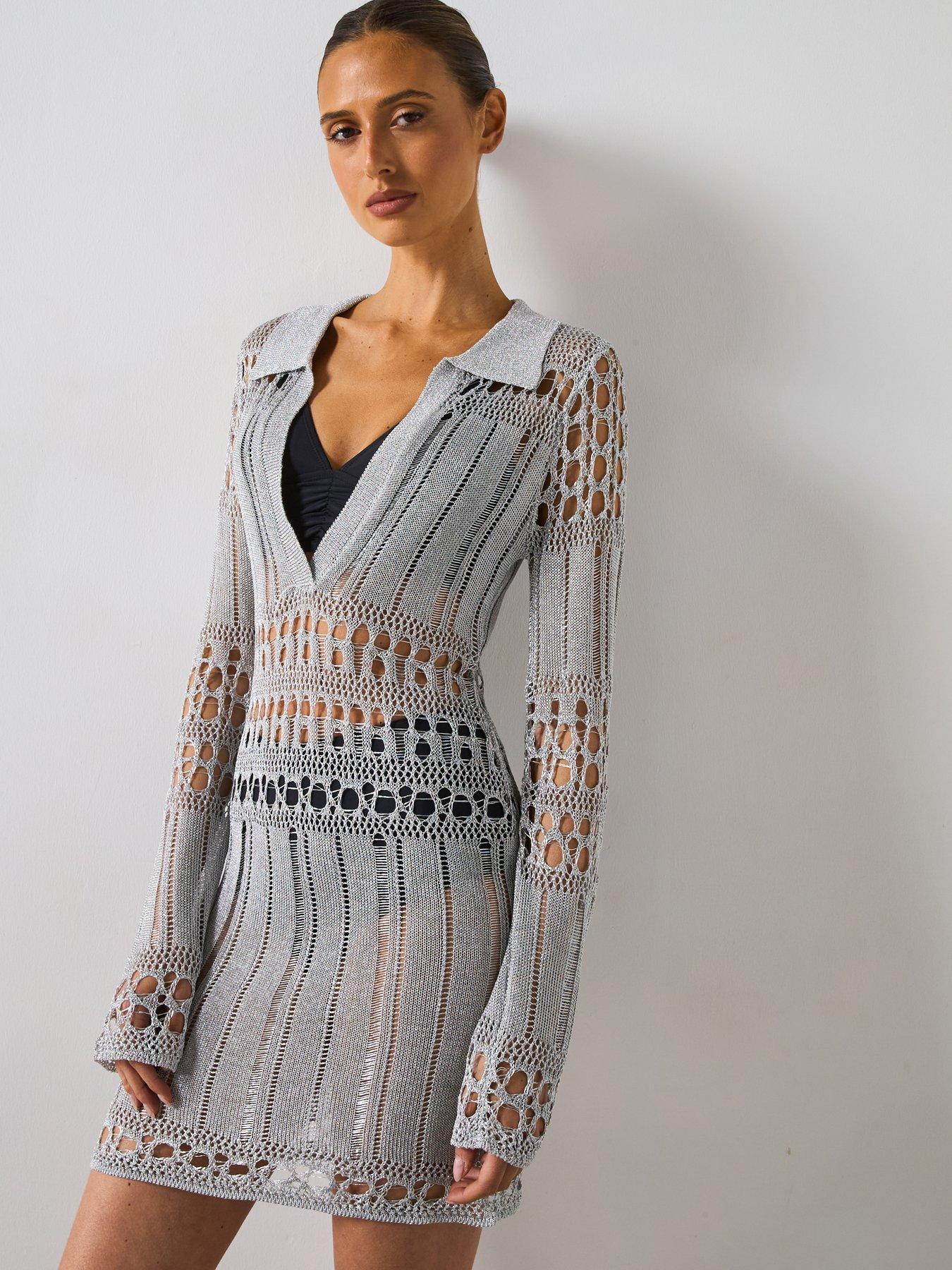 undefined Crochet Dress - Silver