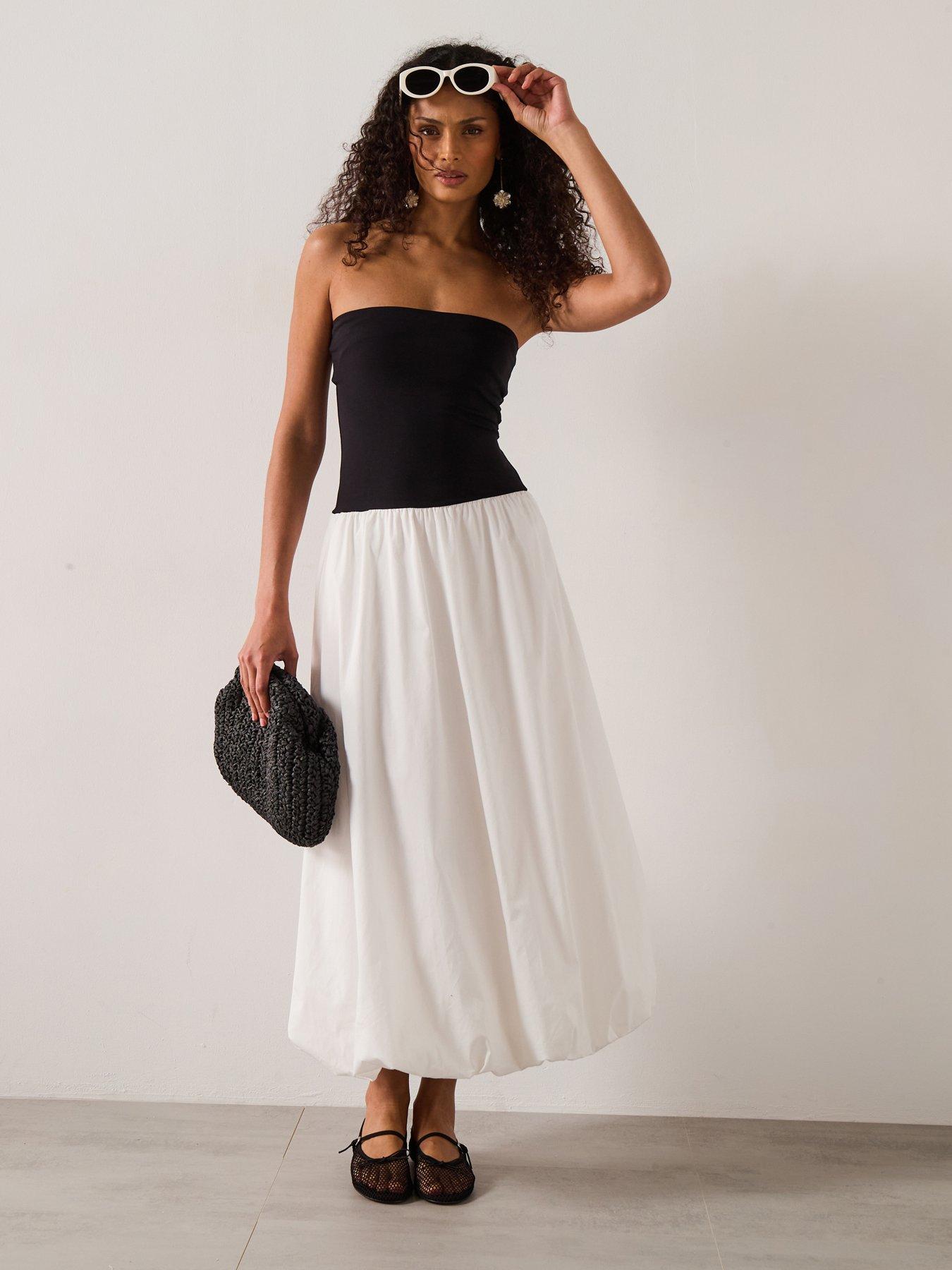 undefined Balloon Effect Strapless Dress - Black