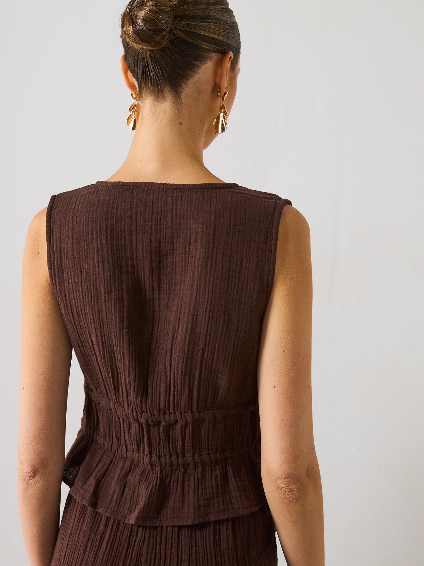 Image 2 of 6 of Mango Tie Front Cotton Vest